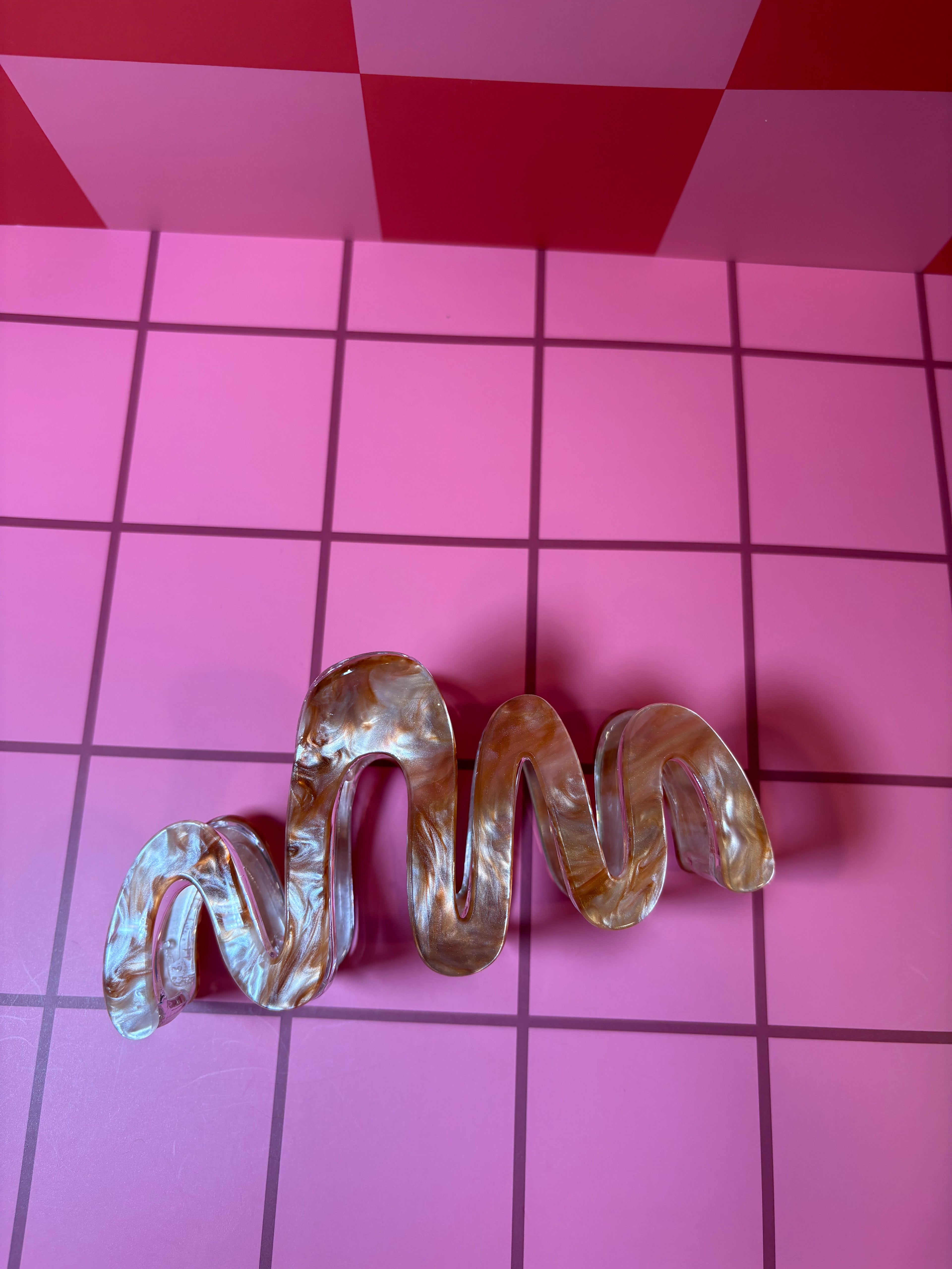 Brown Squiggle -Large Claw Clip