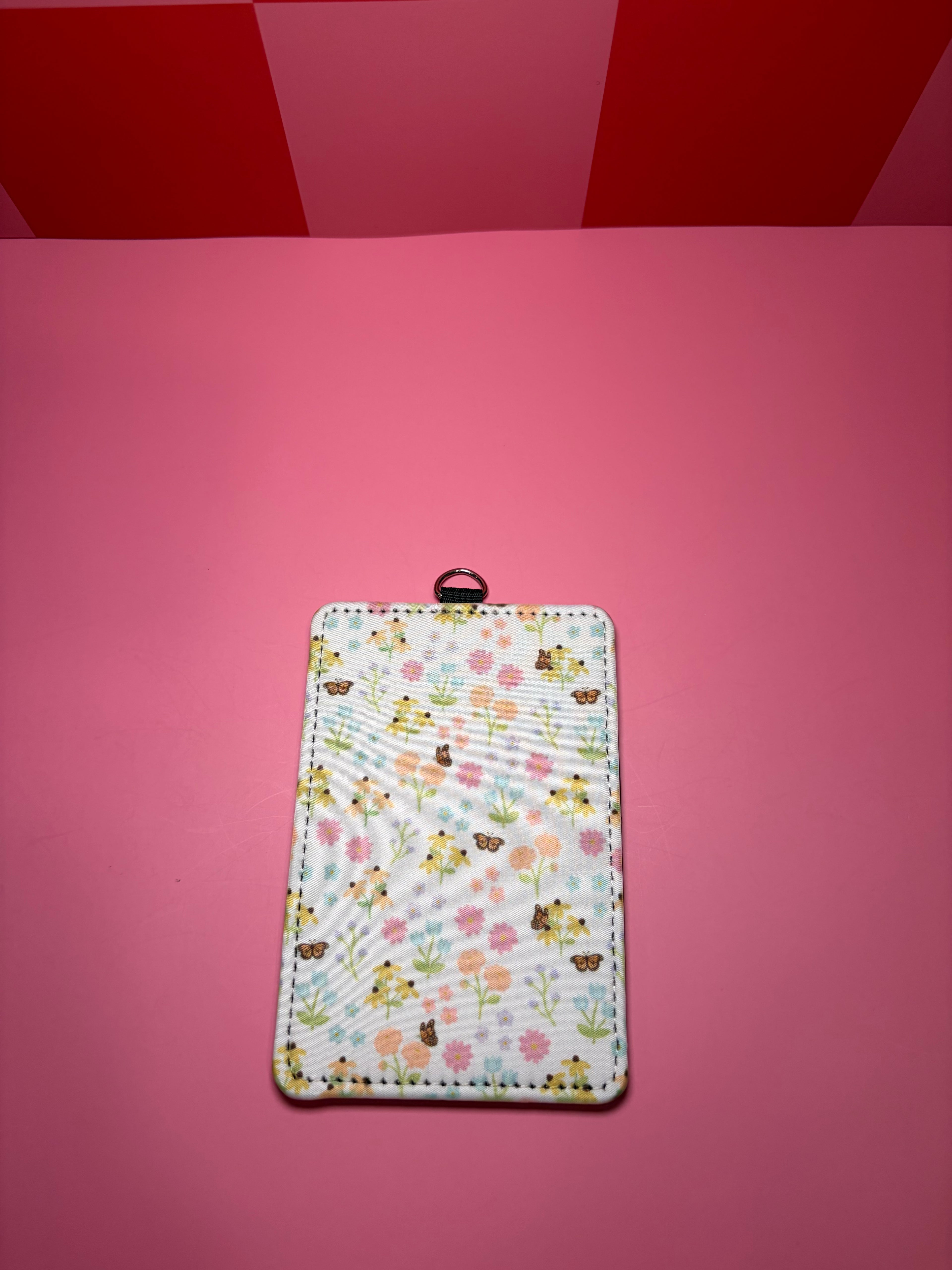 Spring Floral & Butterflies ID Badge Holder with Lanyard in black