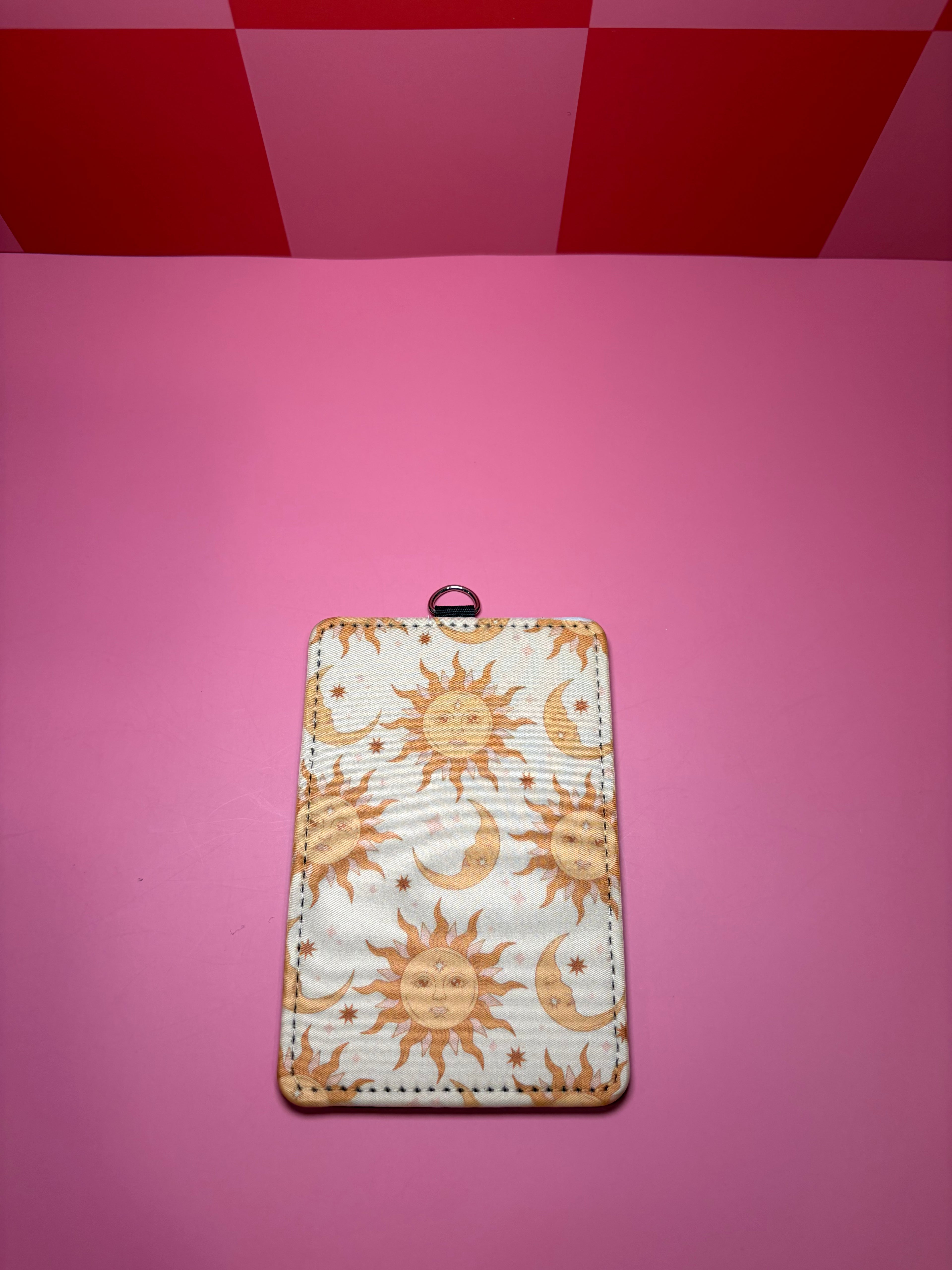 Celestial Sun ID Badge Holder with Lanyard in black