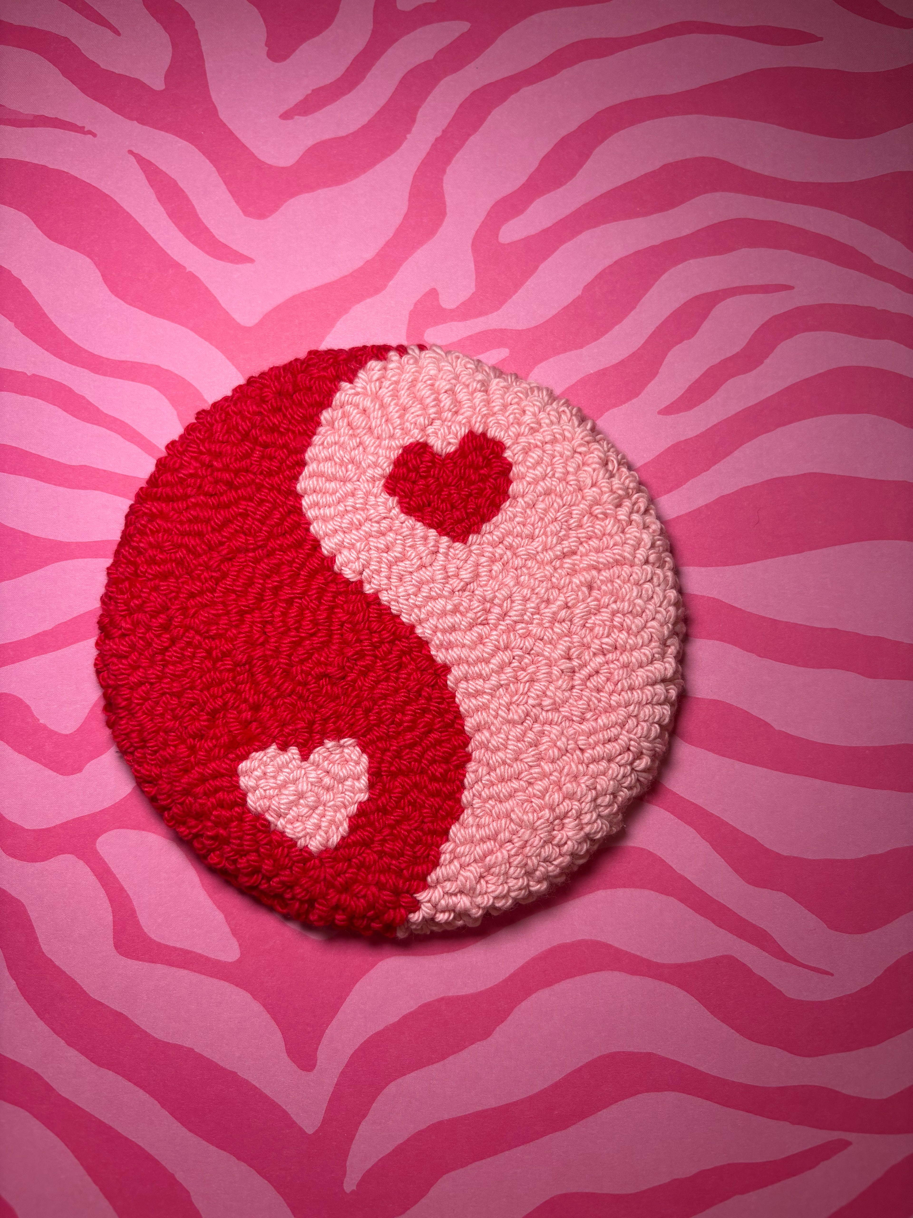 Pink Yin & Yang Rug Drink Coaster