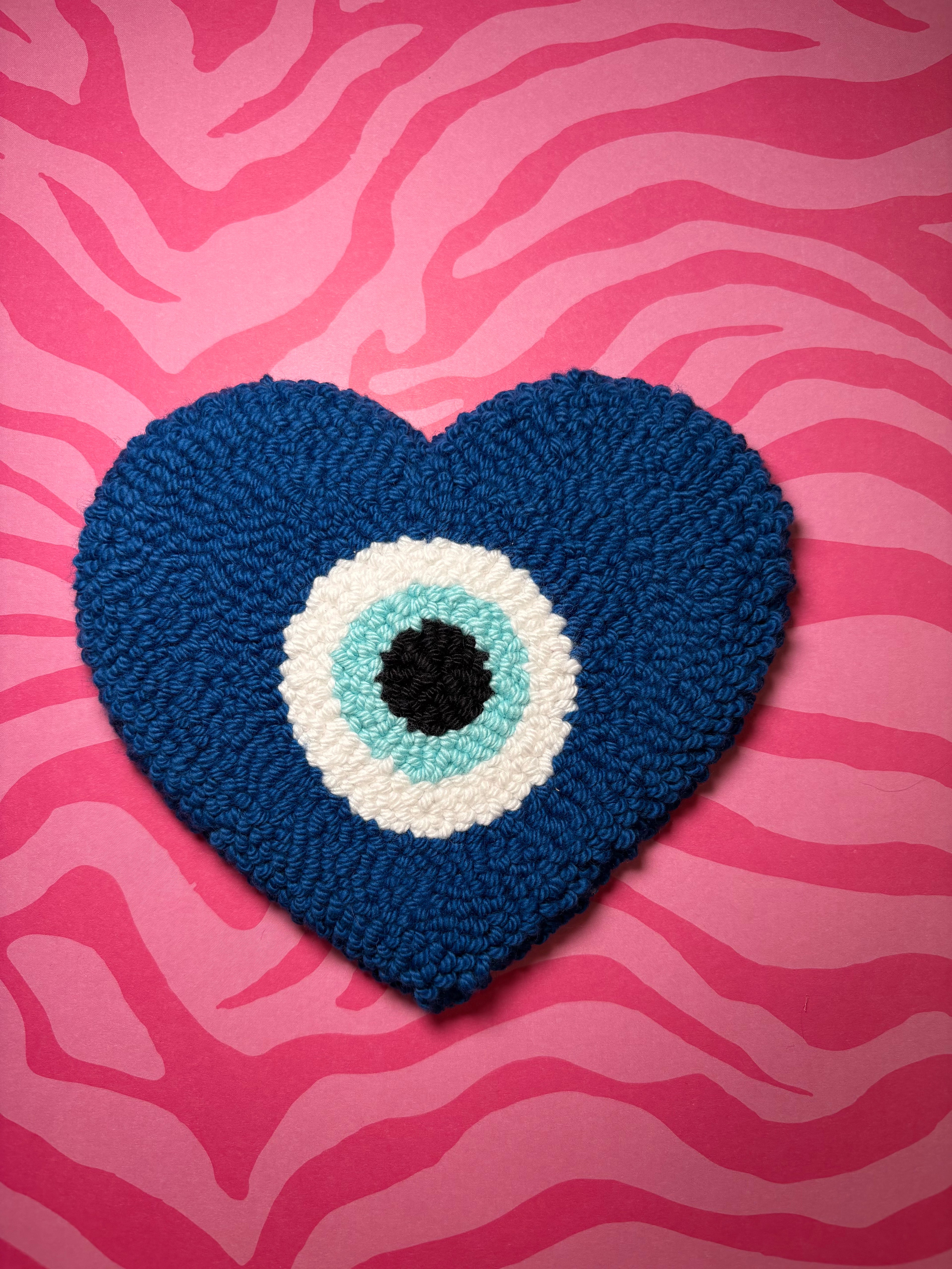 Evil Eye Heart Rug Drink Coaster