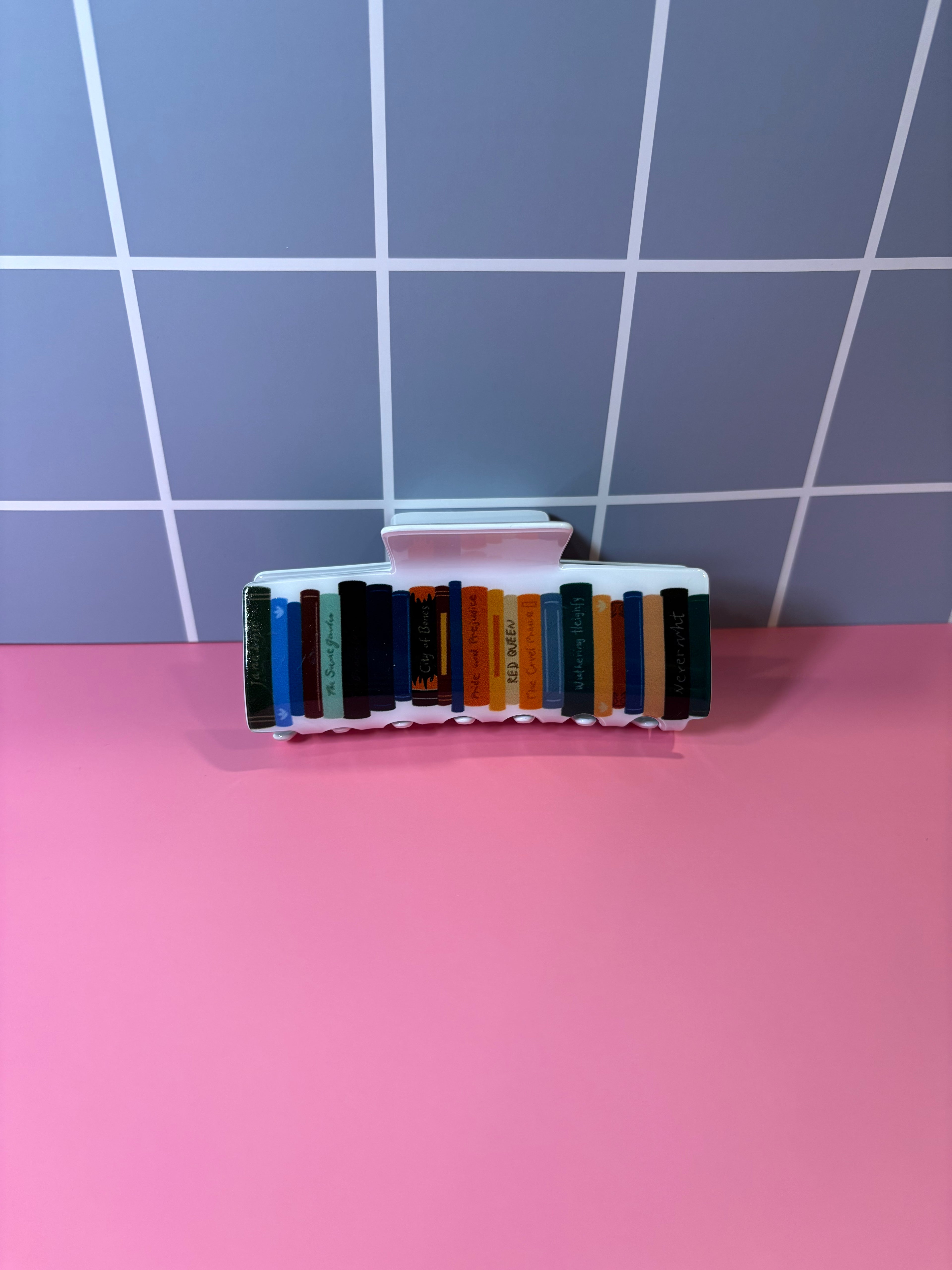 White Book Stack Large Claw Clip