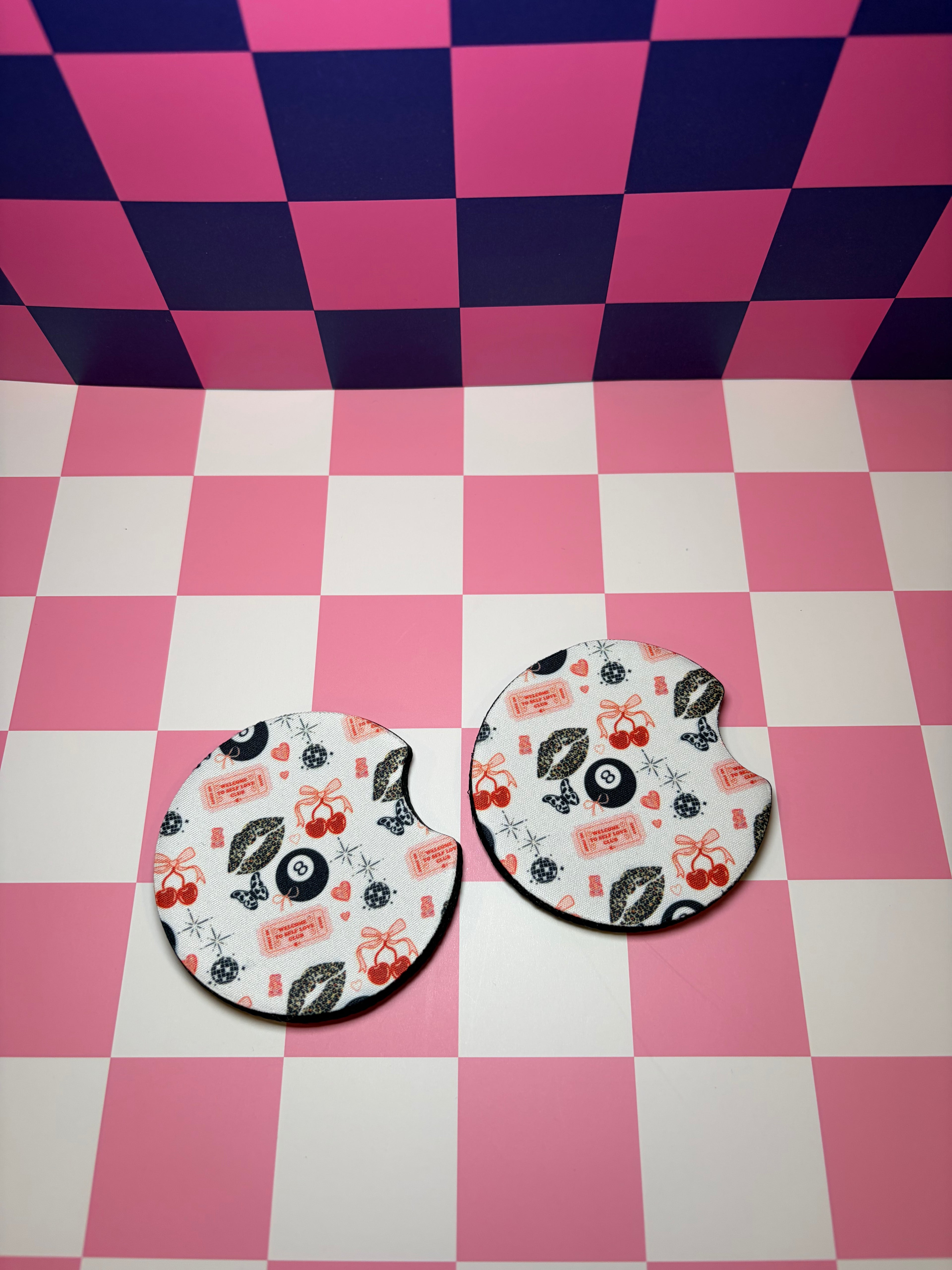 Girly Self Love Icons Car Coaster (Pack of 2)