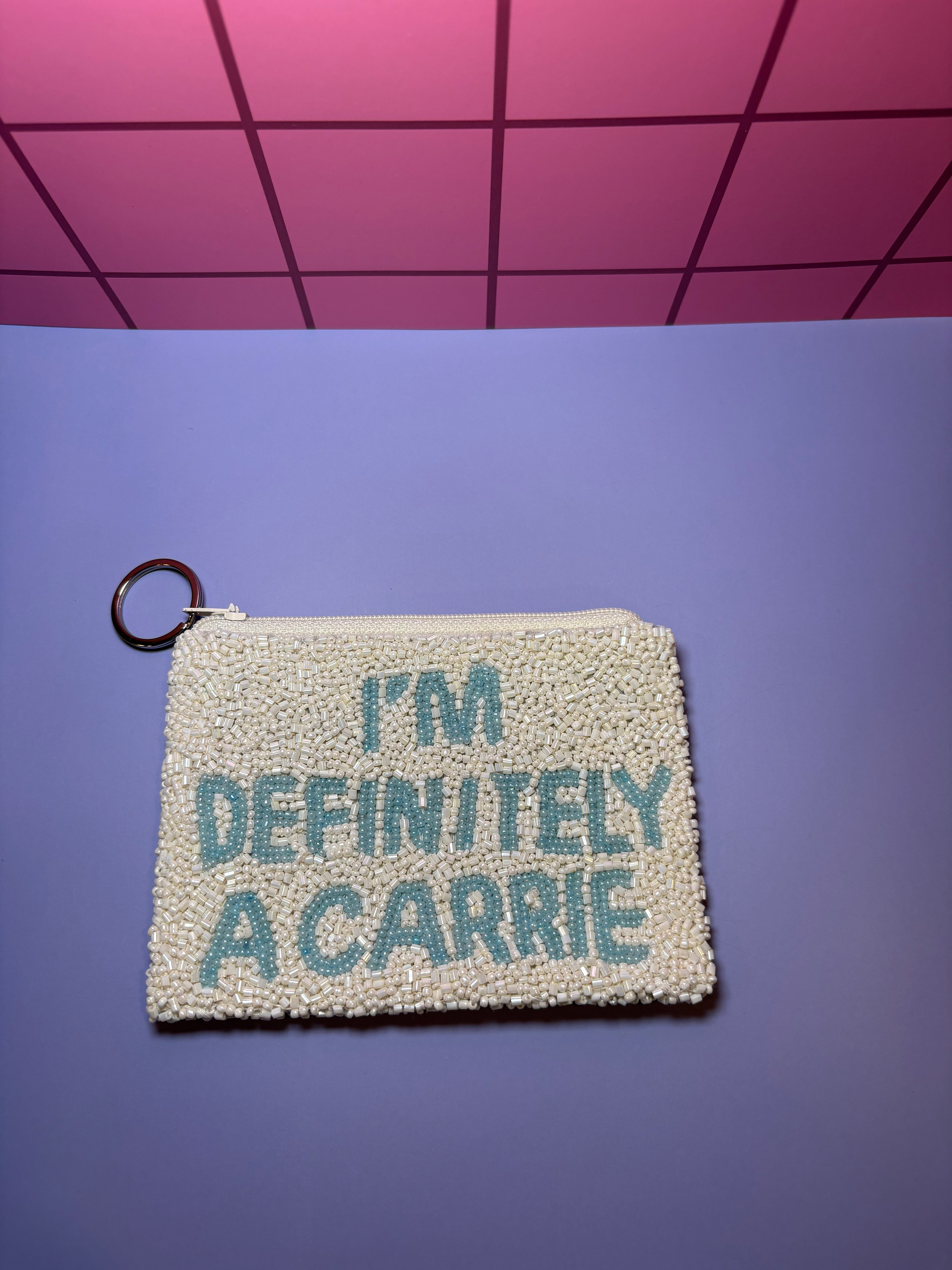 I'm Definitely A Carrie Beaded Pouch in red