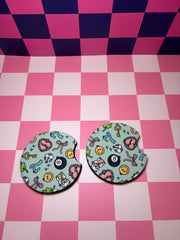 Good Luck Icons - Car Coaster (Pack of 2)