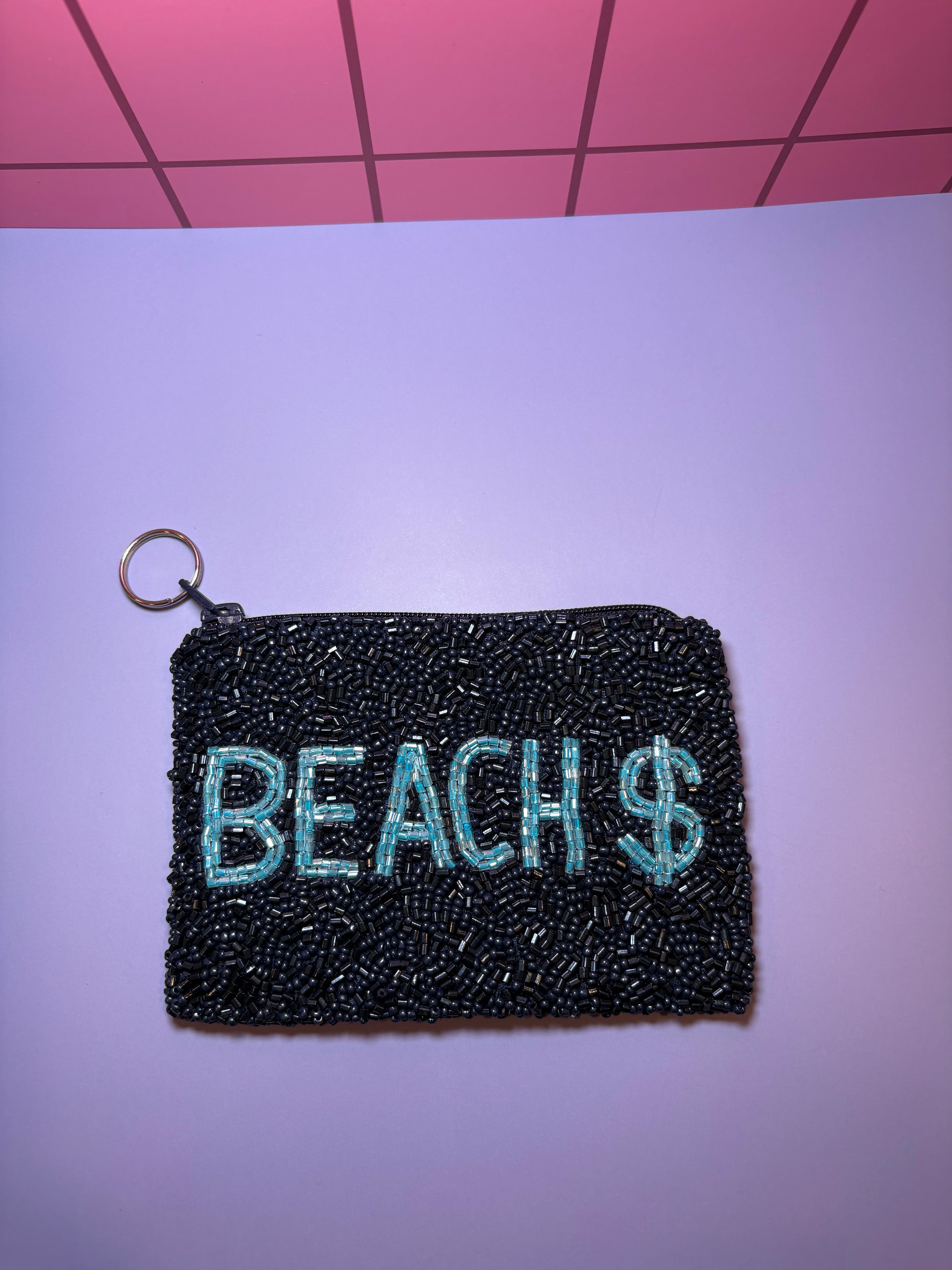 Beach $ - Beaded Pouch in red