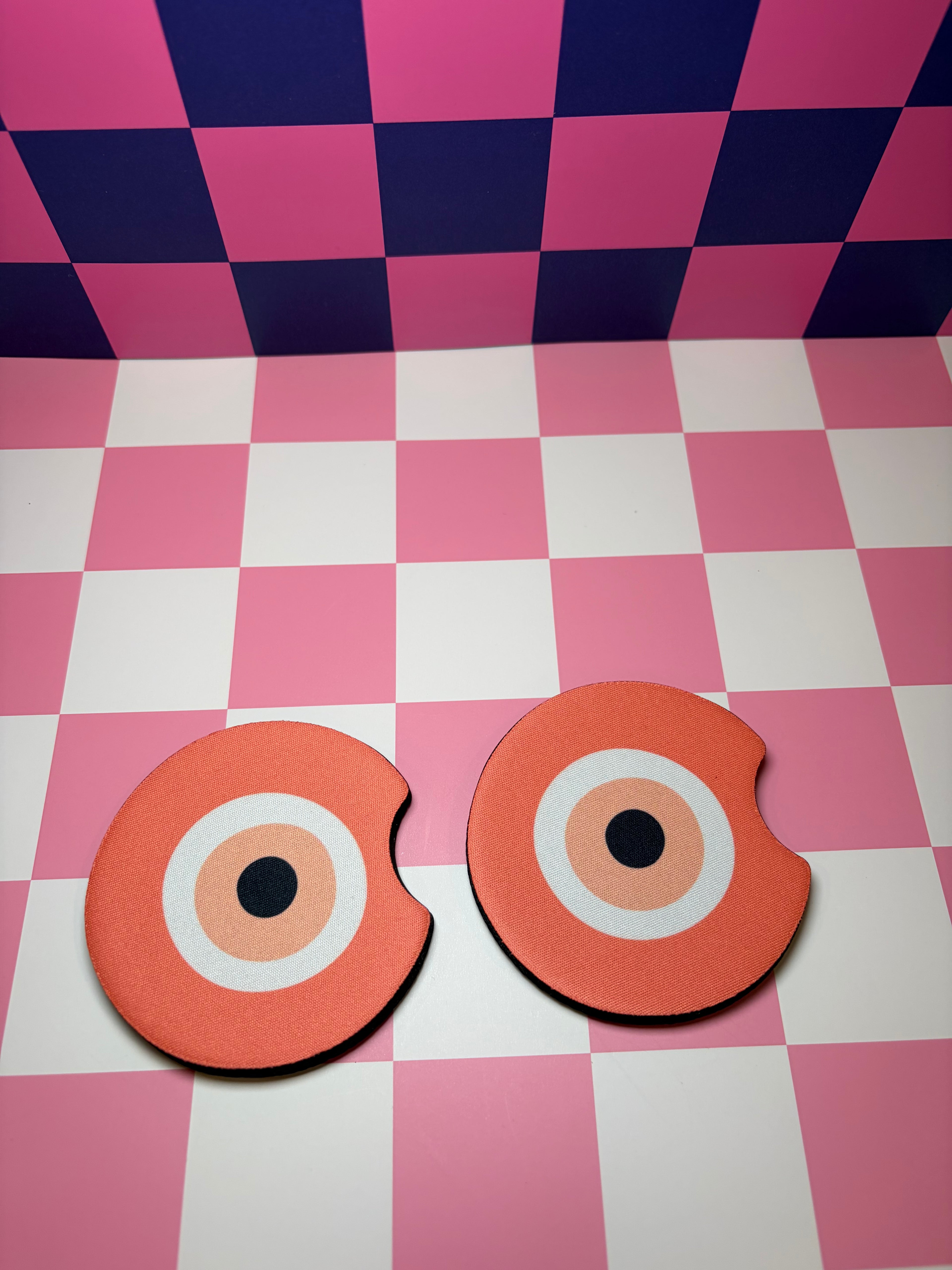 Pink evil eye Car Coaster (Pack of 2)