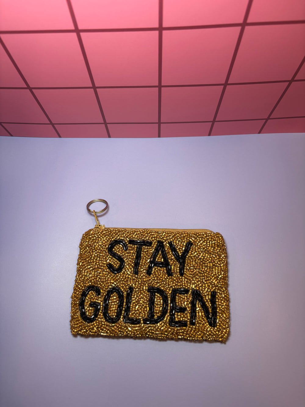 Stay Golden - Small Beaded Pouch
