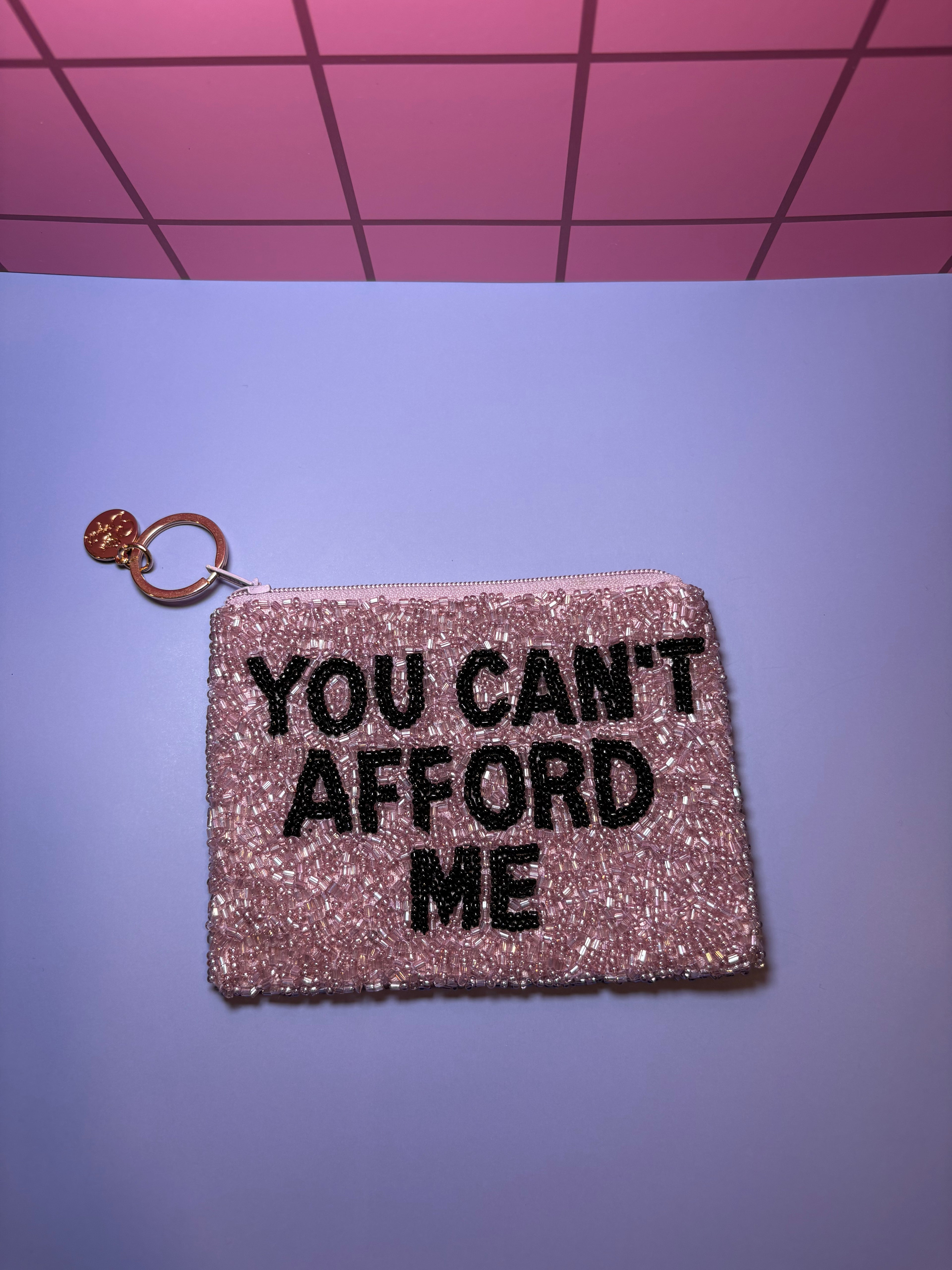 You Can't Afford Me Beaded Pouch in red