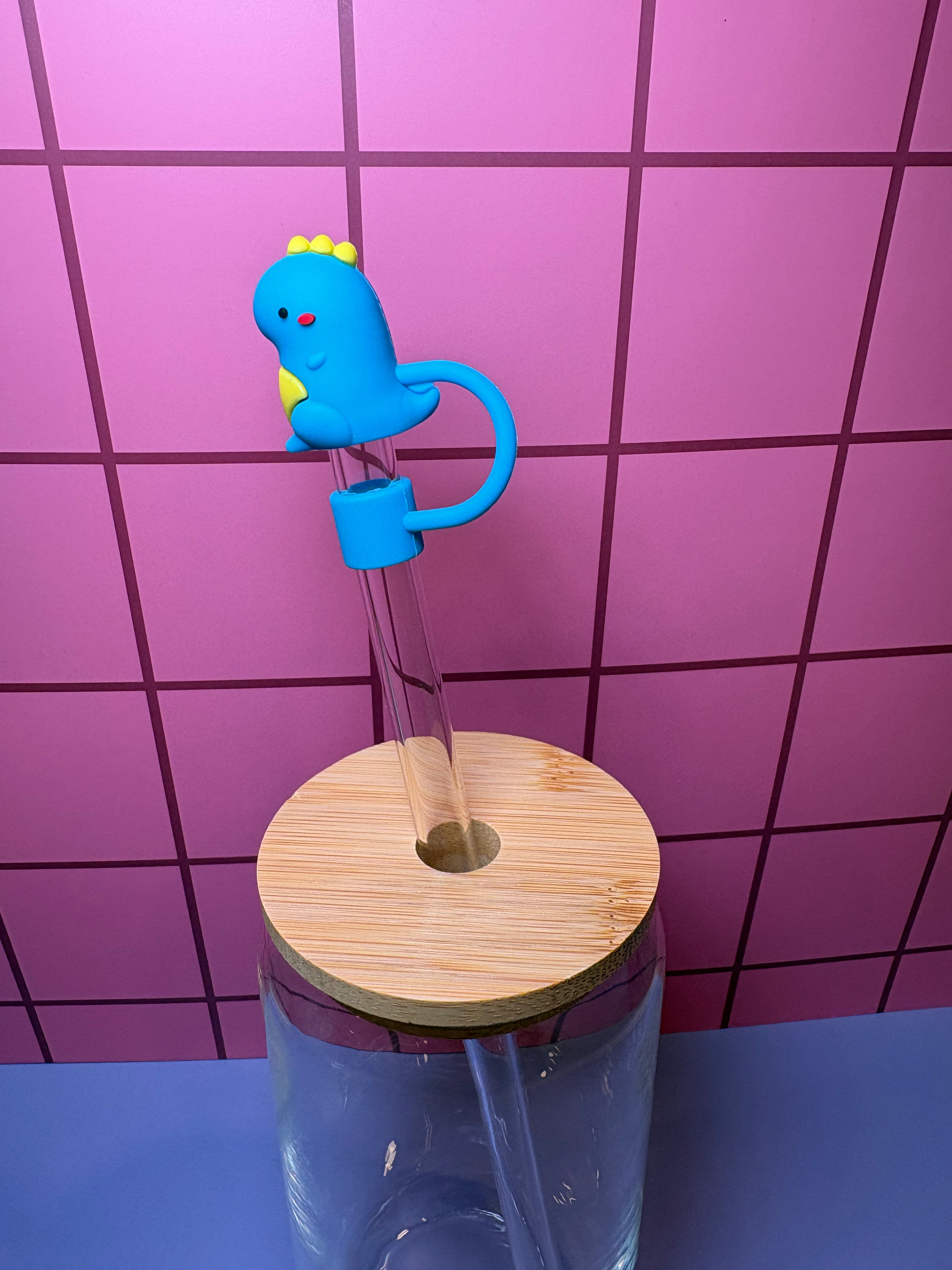 Blue Dinosaur 3D Straw Topper