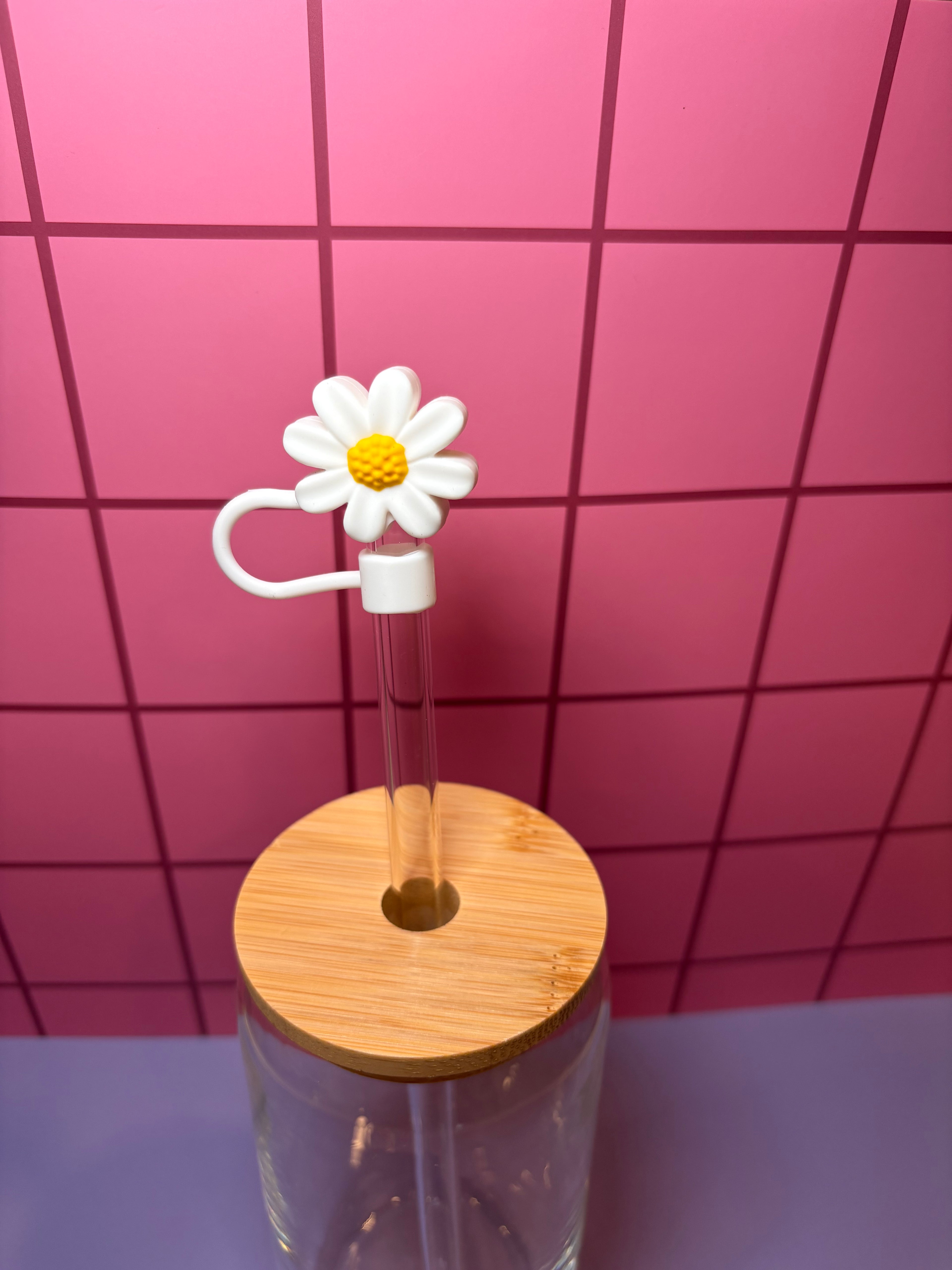White Daisy 3D Straw Topper