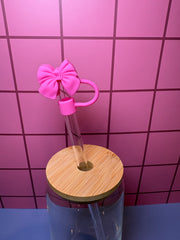 Small Hot Pink Bow - 3D Straw Topper