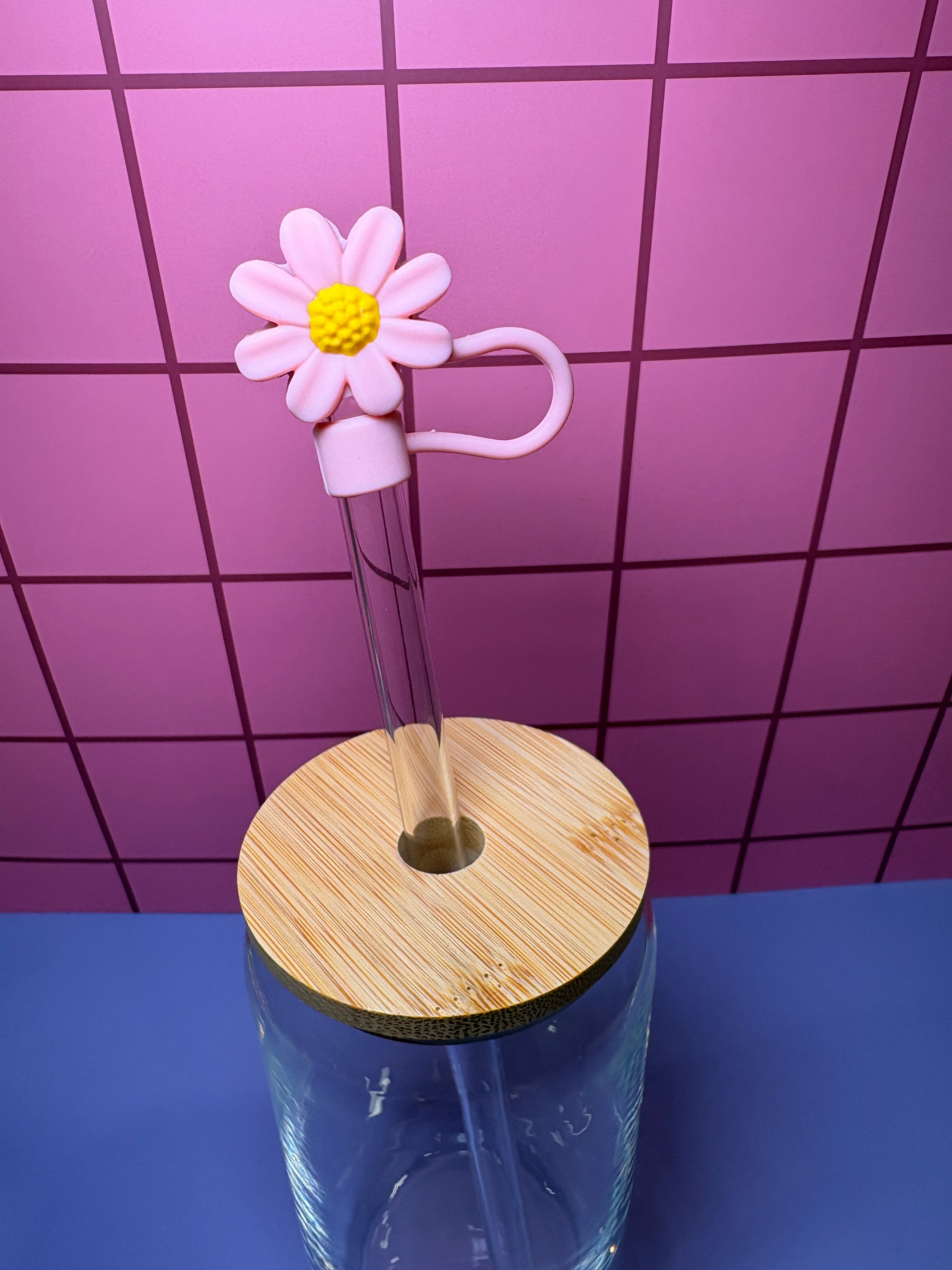 Pink Daisy 3D Straw Topper