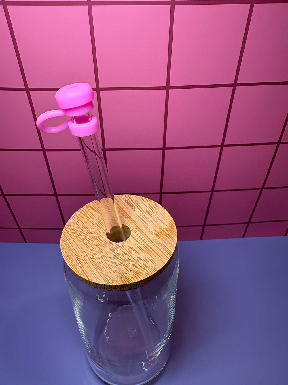 Pink Button - 3D Straw Topper