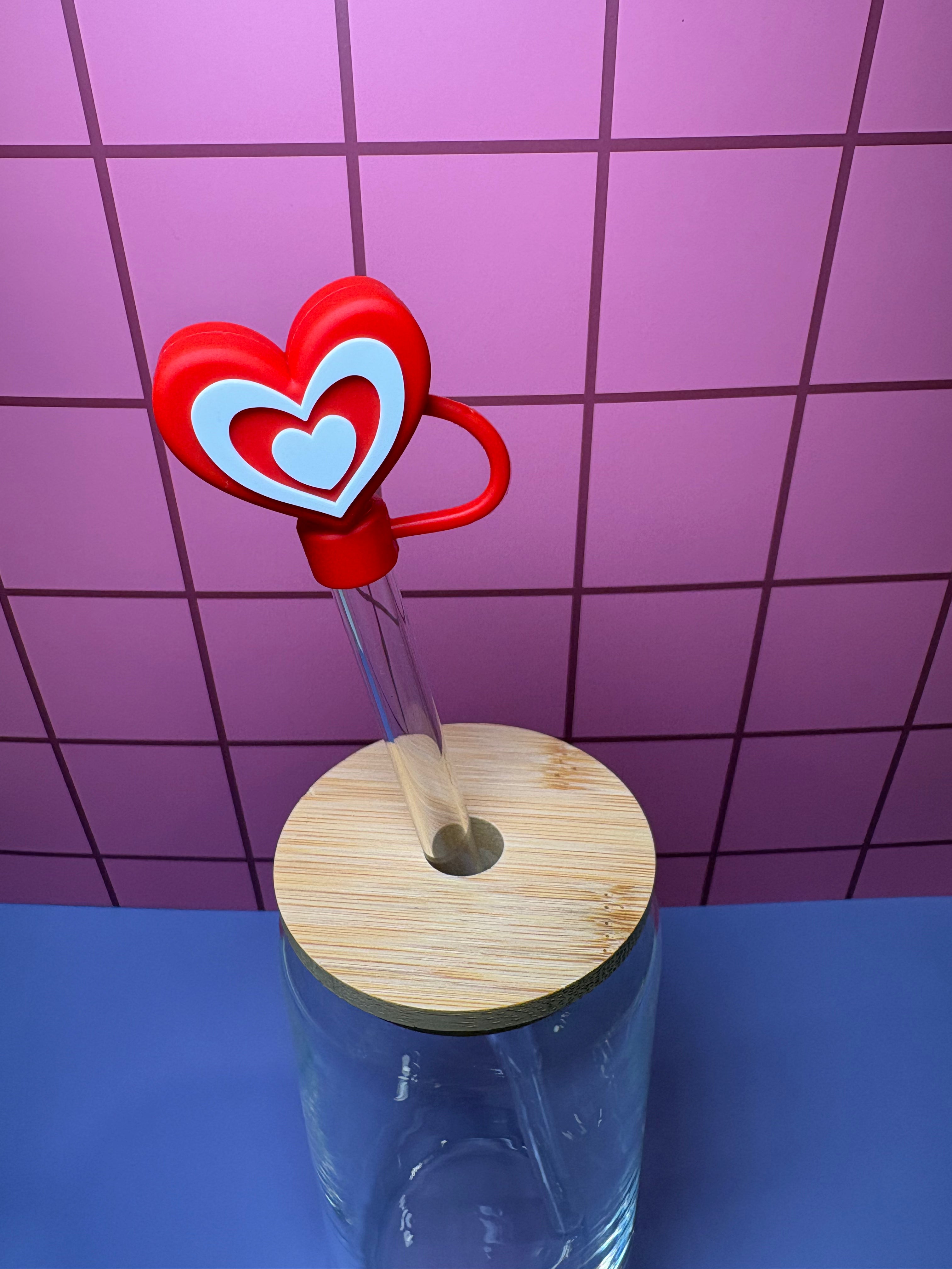 Red Heartburst 3D Straw Topper