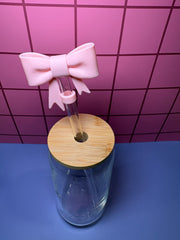 Light Pink Bow - 3D Straw Topper