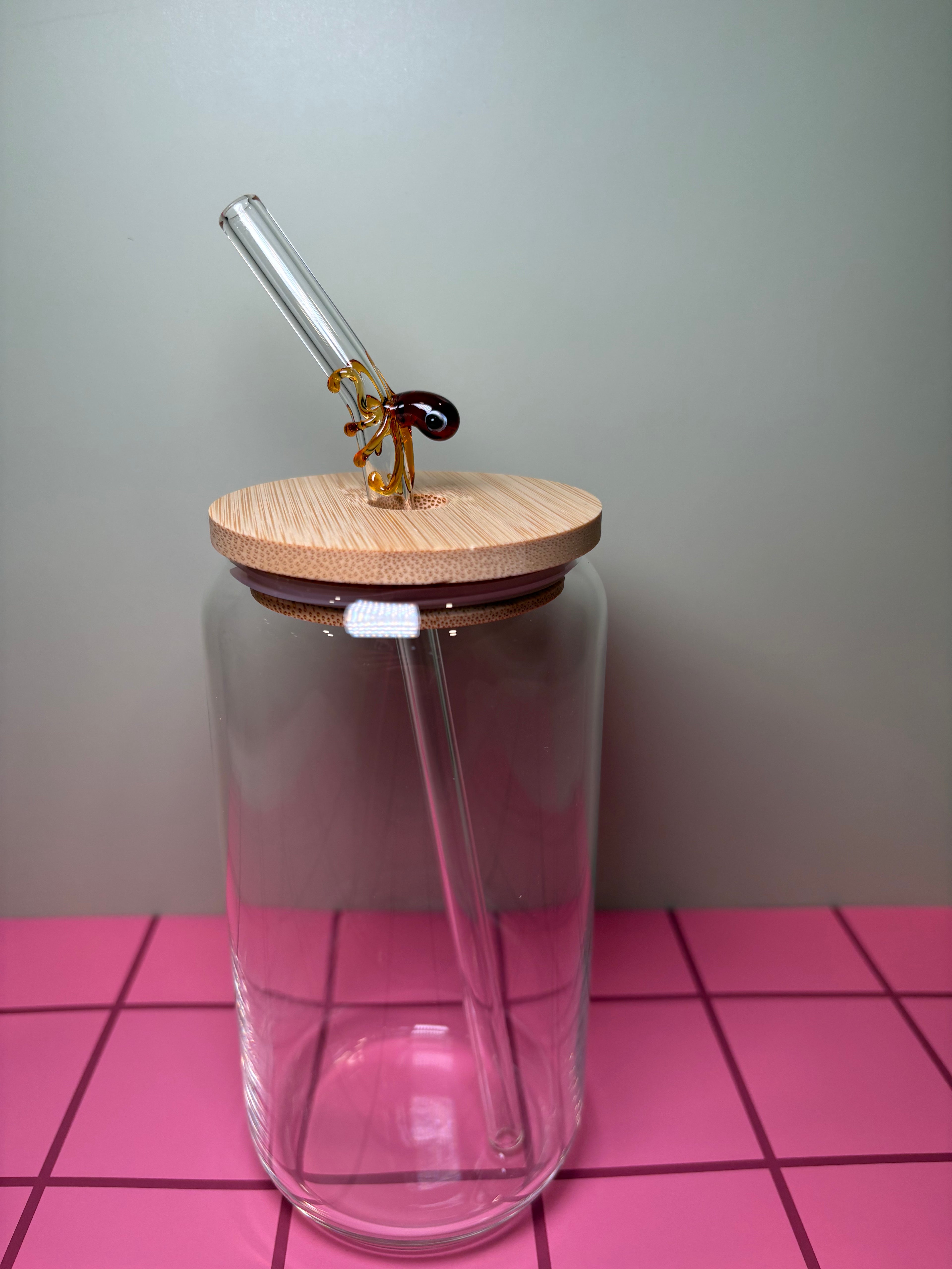 Octopus Glass Straw Glass Straws in gray