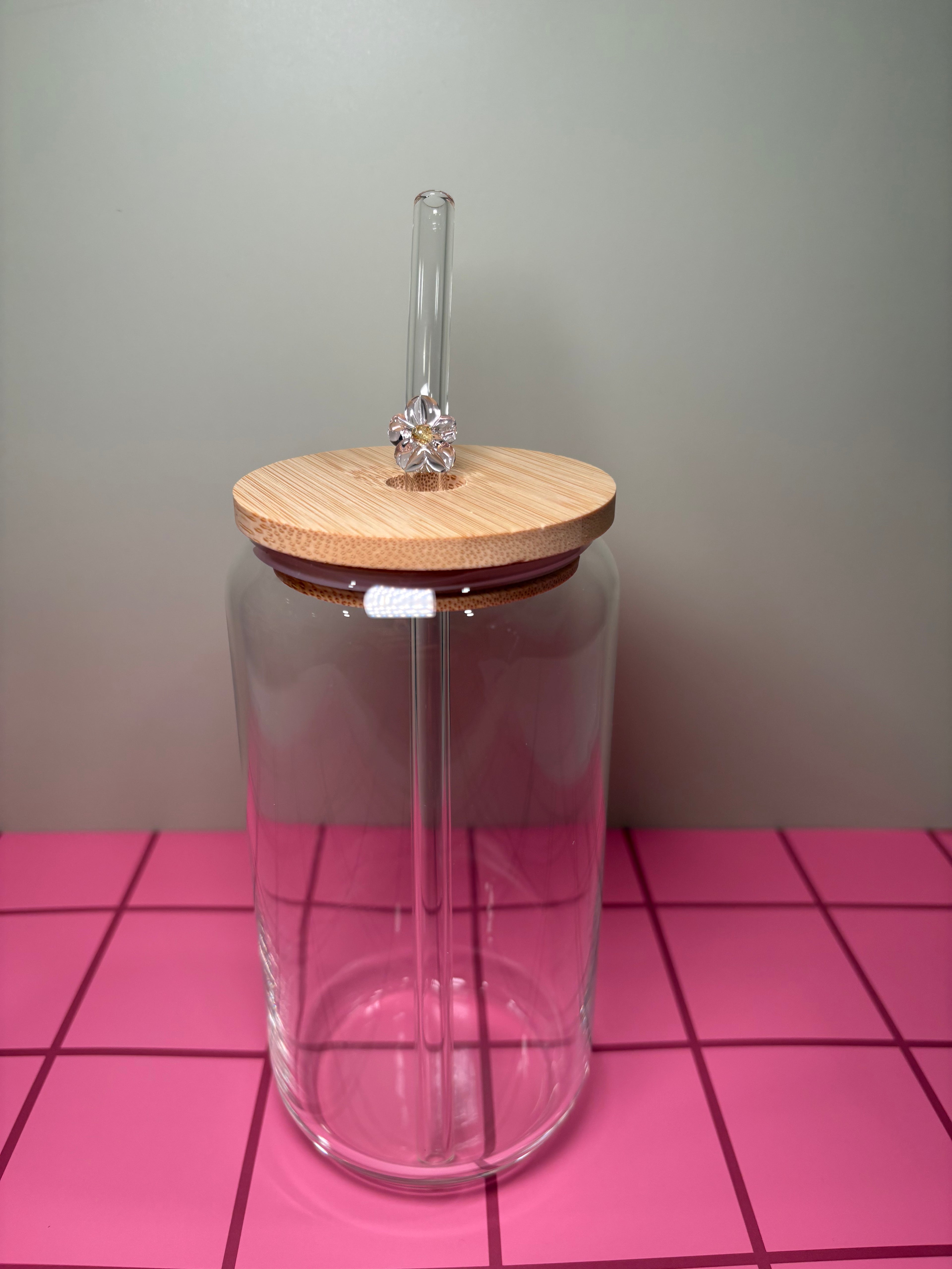 Flower Glass Straw Glass Straws in green