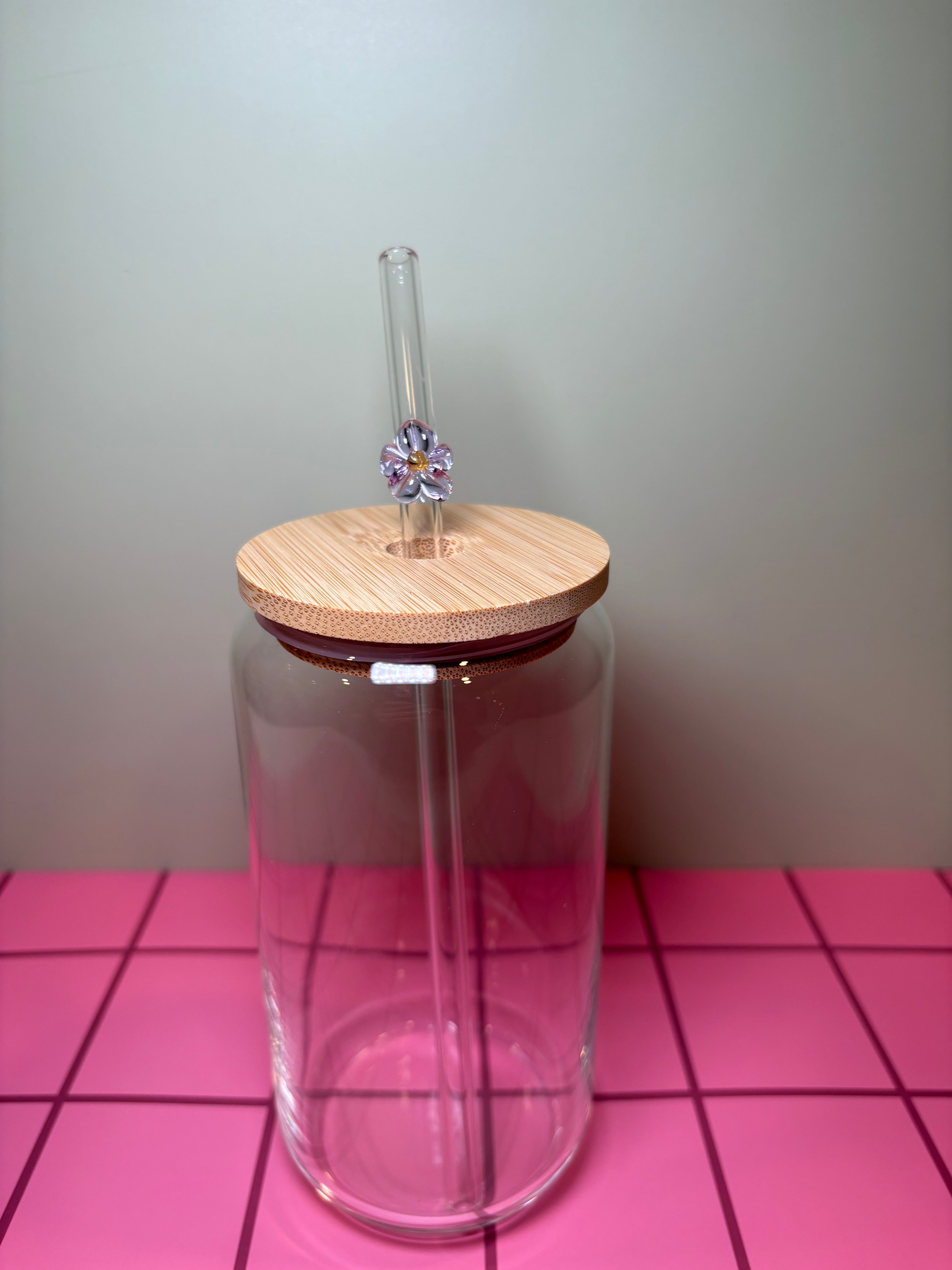 Flower Glass Straw Glass Straws in purple