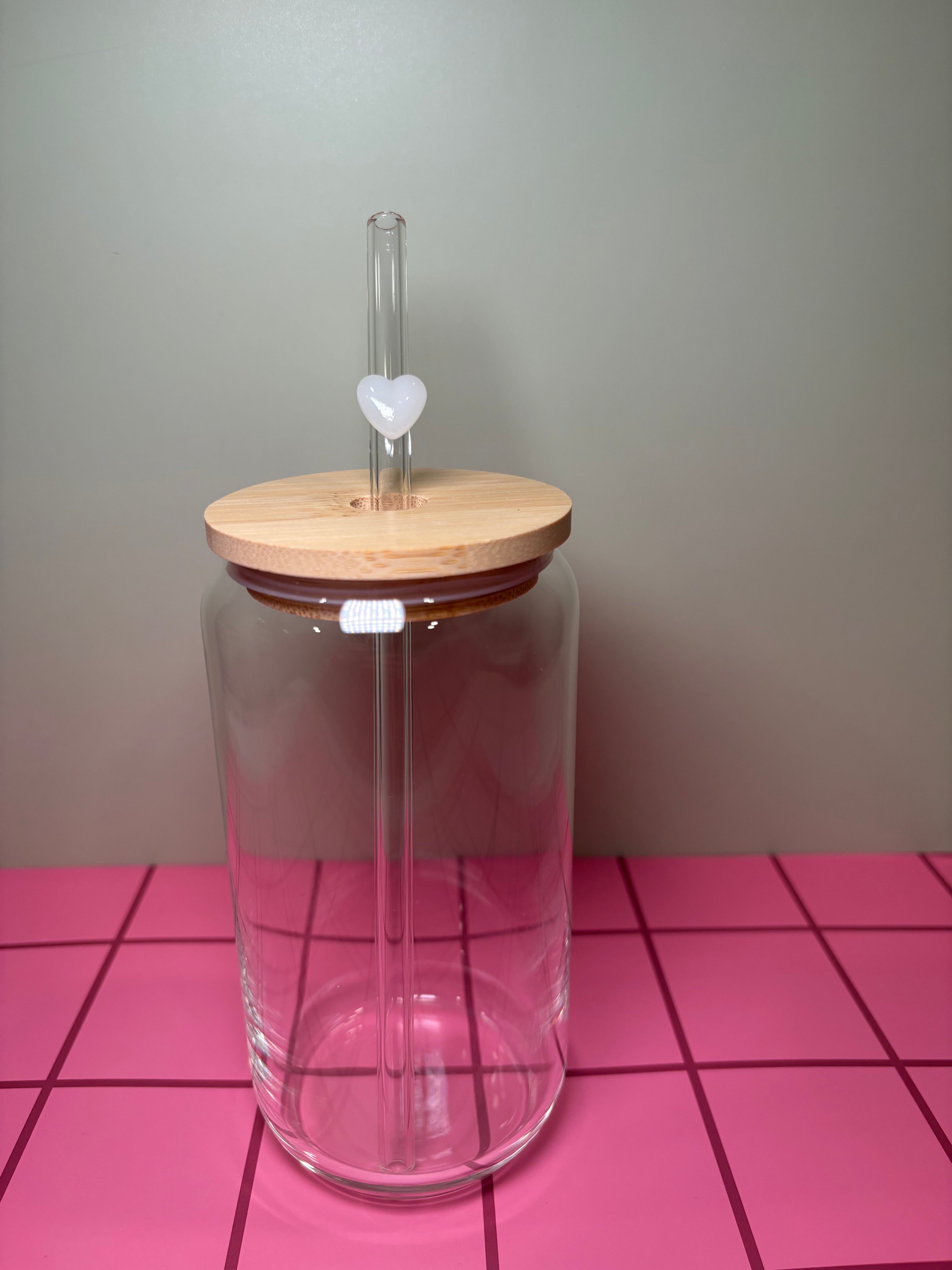 Heart Glass Straw Glass Straws in red