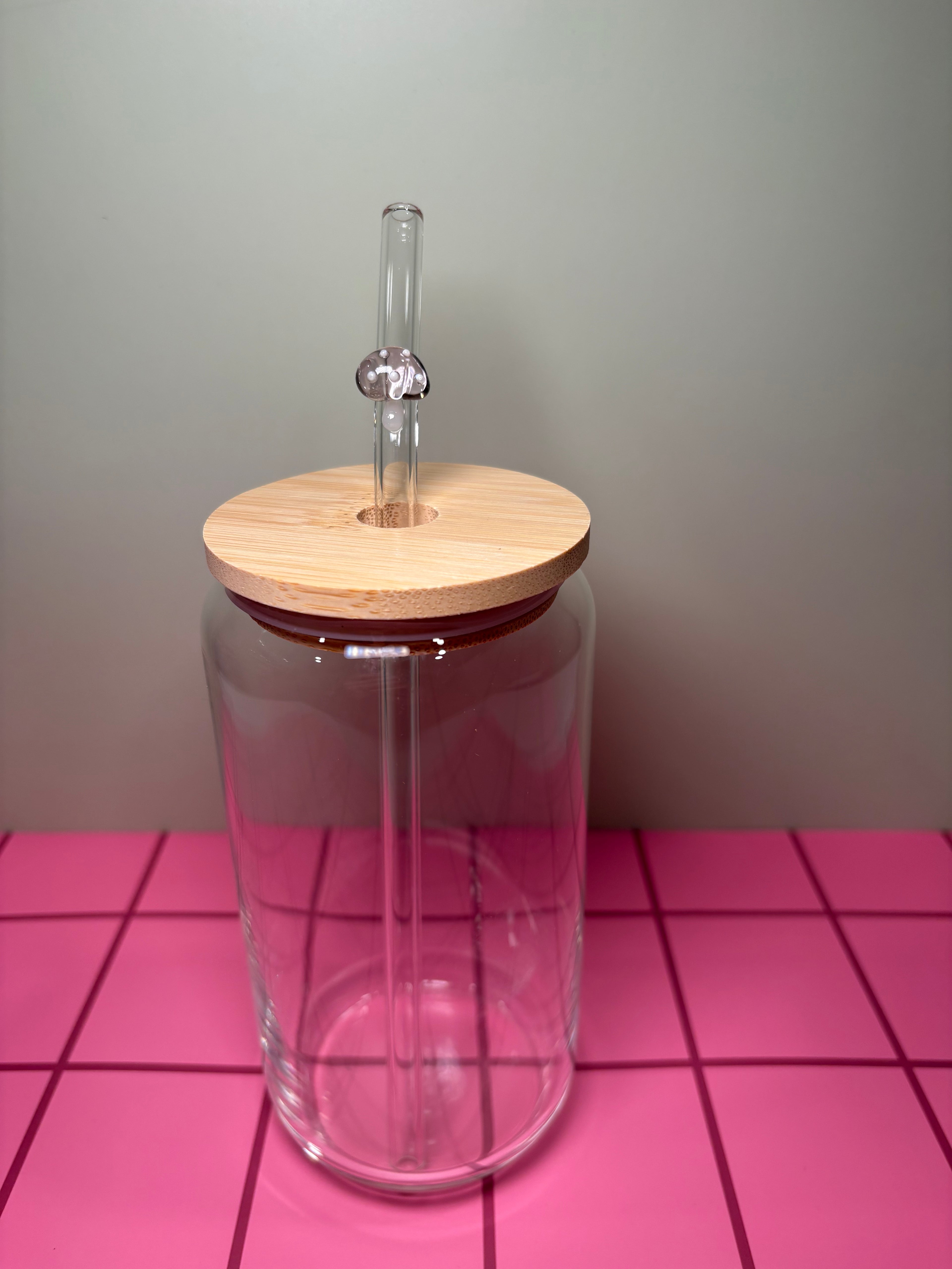 Mushroom Glass Straw Glass Straws in red