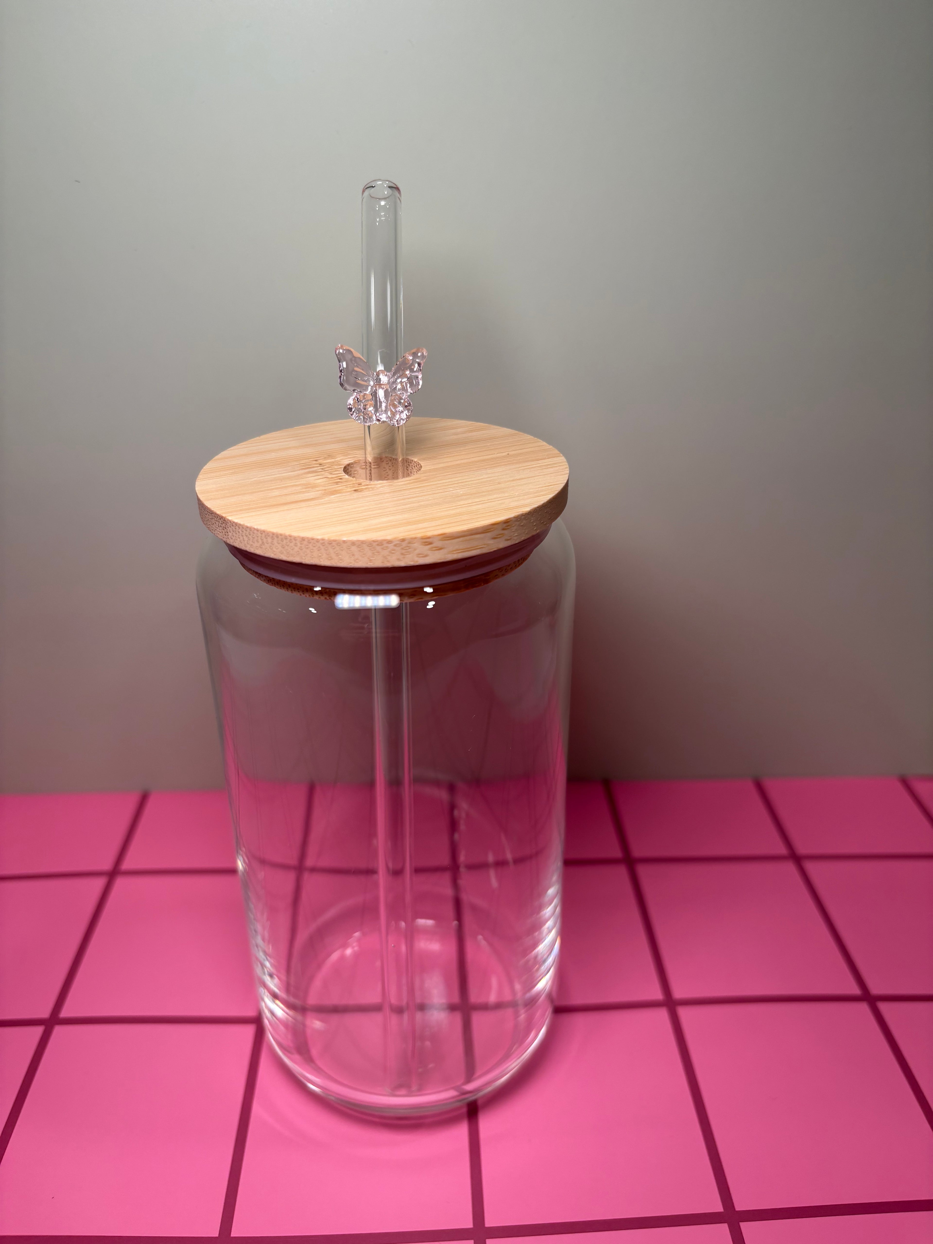 Butterfly- Glass Straw Glass Straws in blue