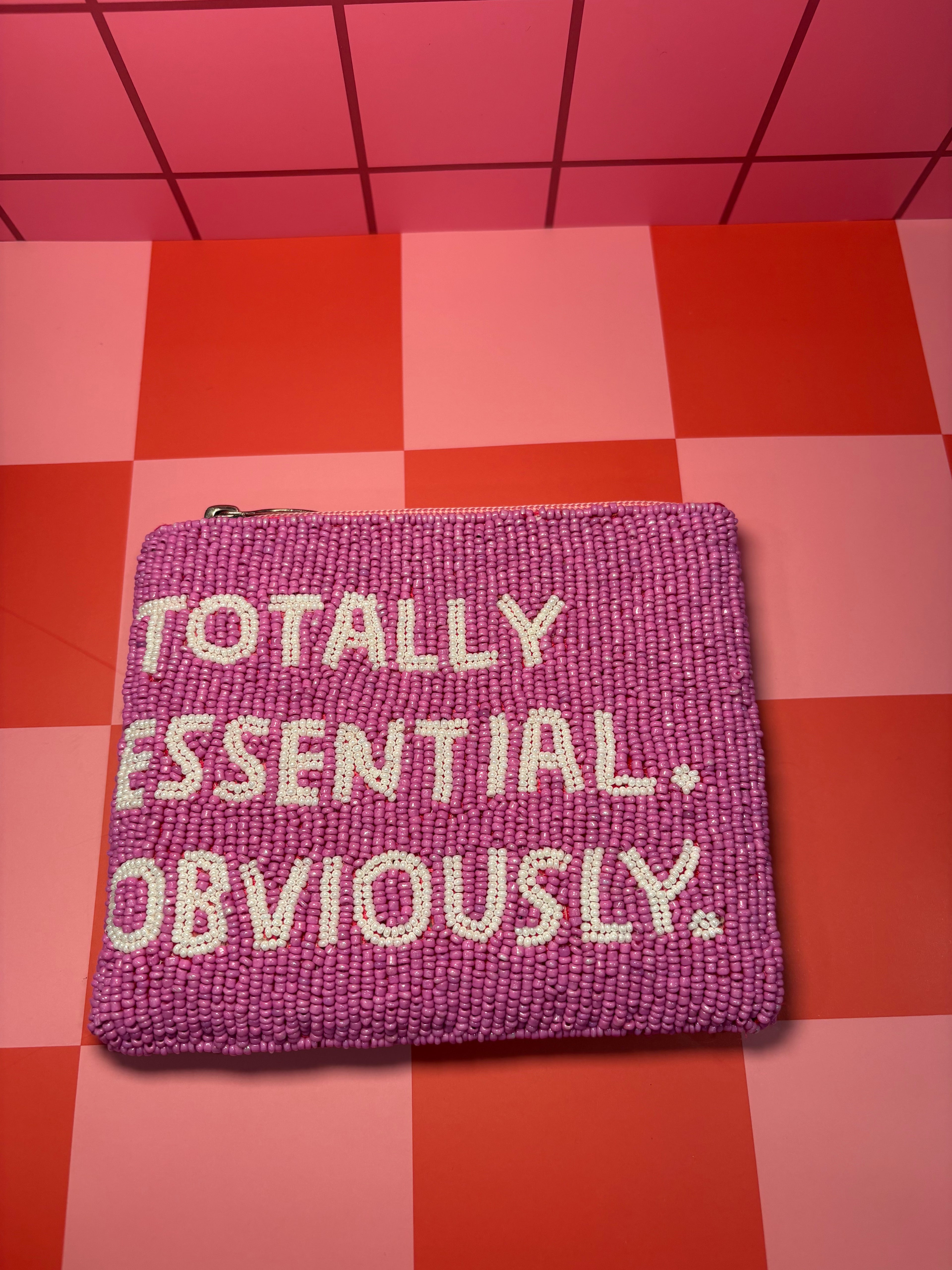 XL Totally Essential. Obviously. - Beaded Pouch in red