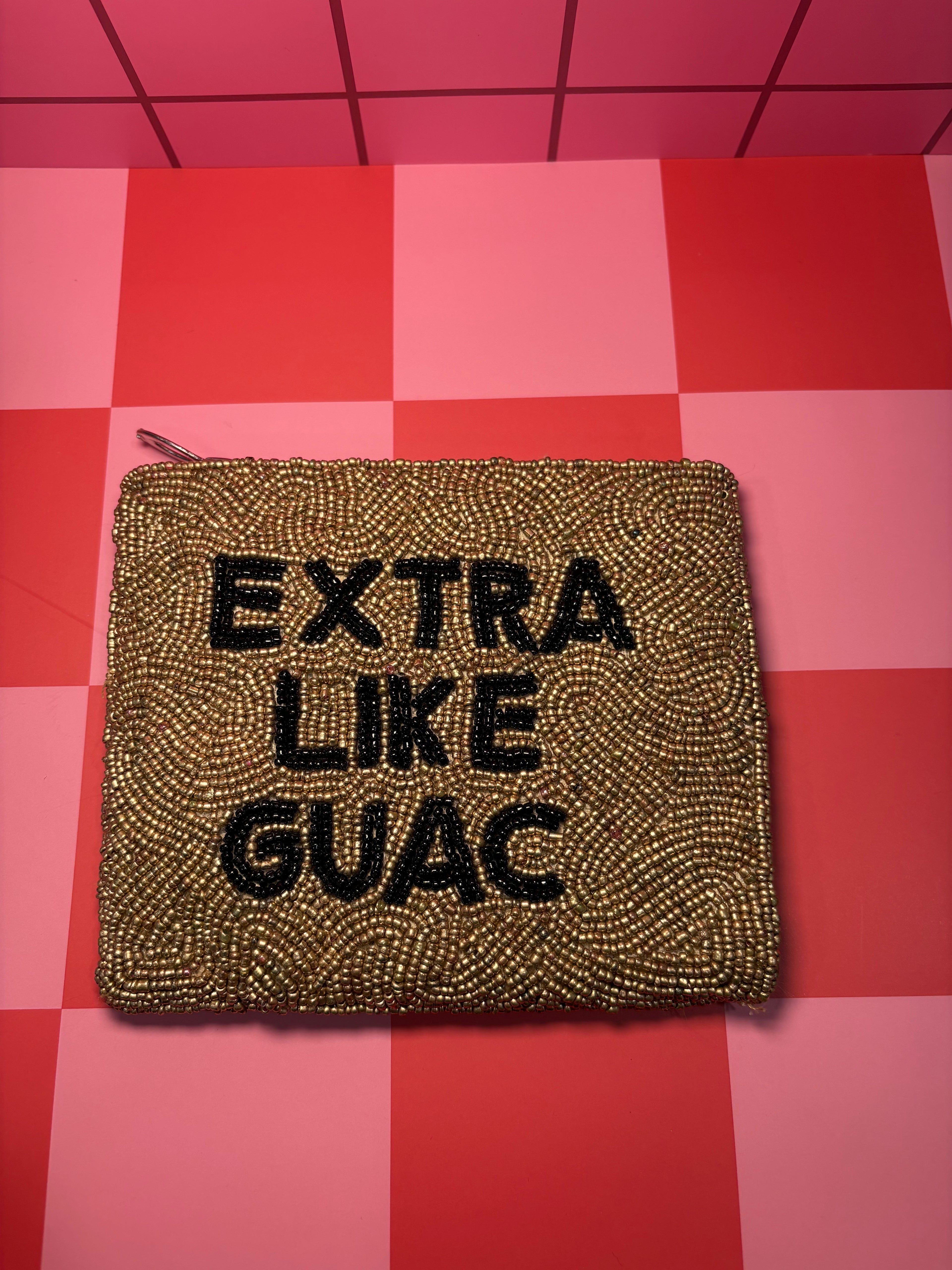 XL Extra Guac Beaded Pouch in red