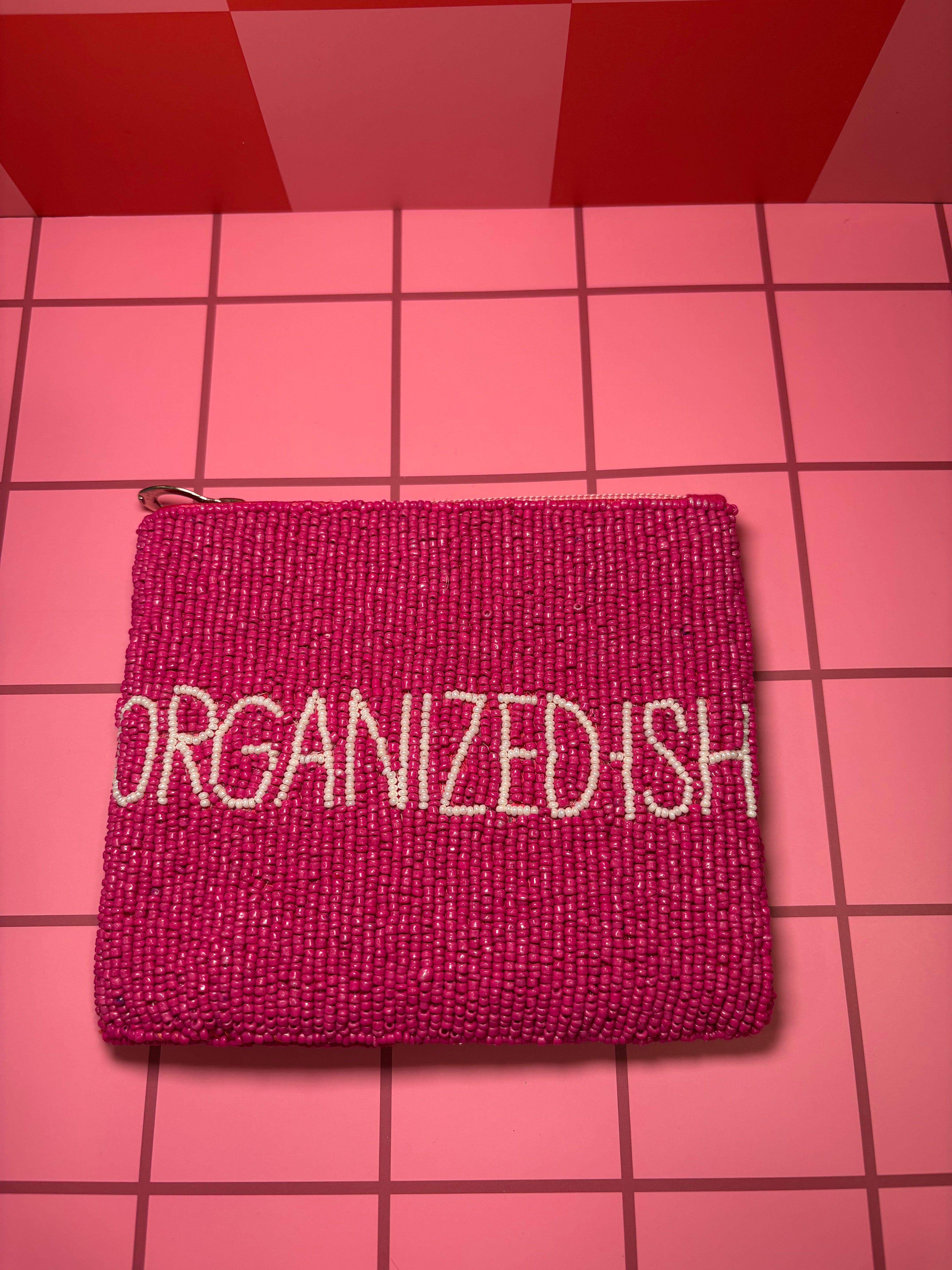 XL Organized-ish Beaded Pouch in red