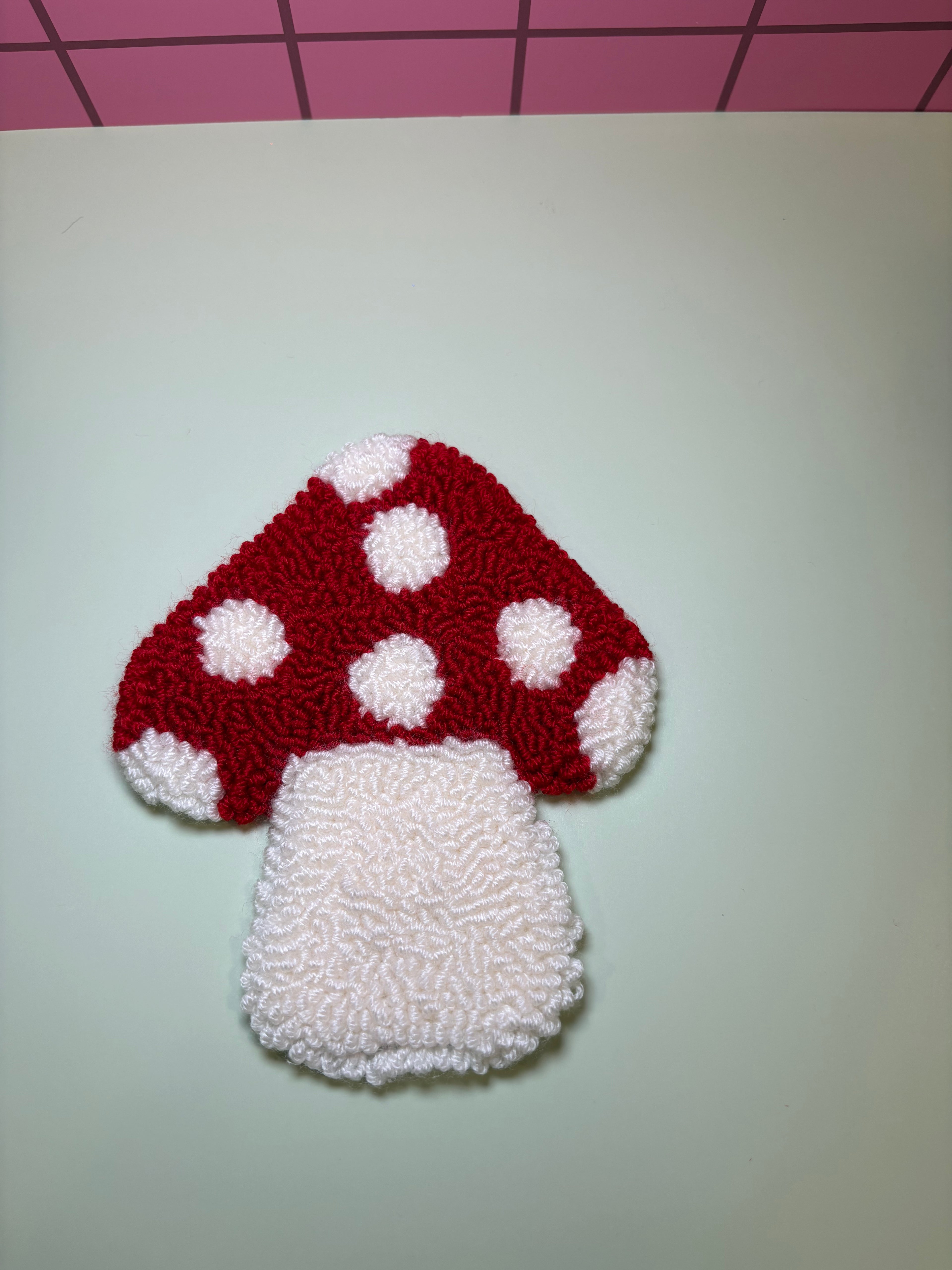 Red & White Mushroom Rug Drink Coaster