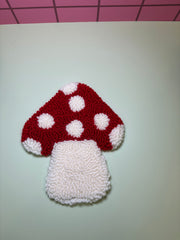 Red & White Mushroom - Rug Drink Coaster