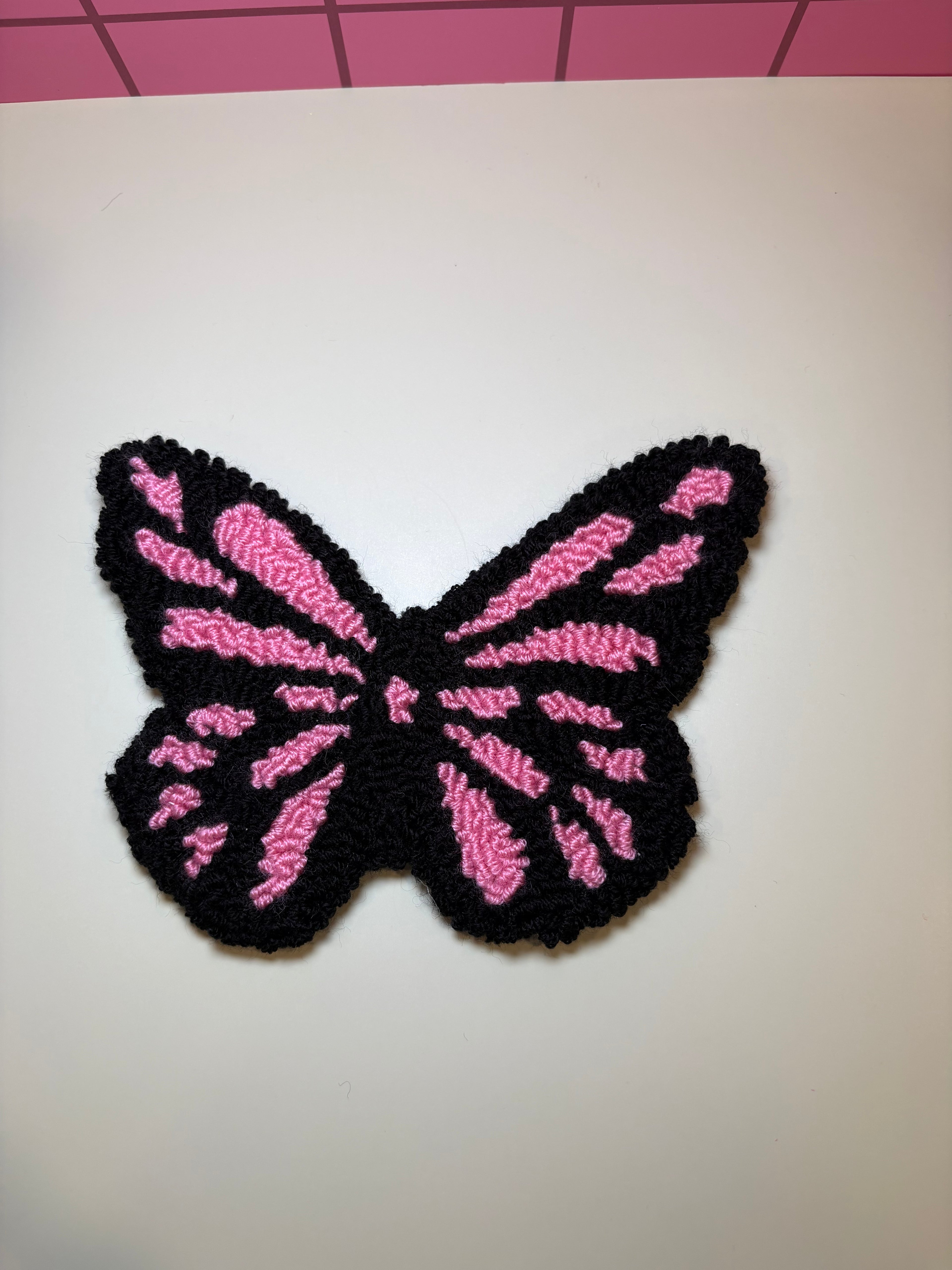 Pink Butterfly Rug Drink Coaster