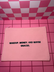 Makeup, Money, and Maybe Snacks - Medium Canvas Pouch