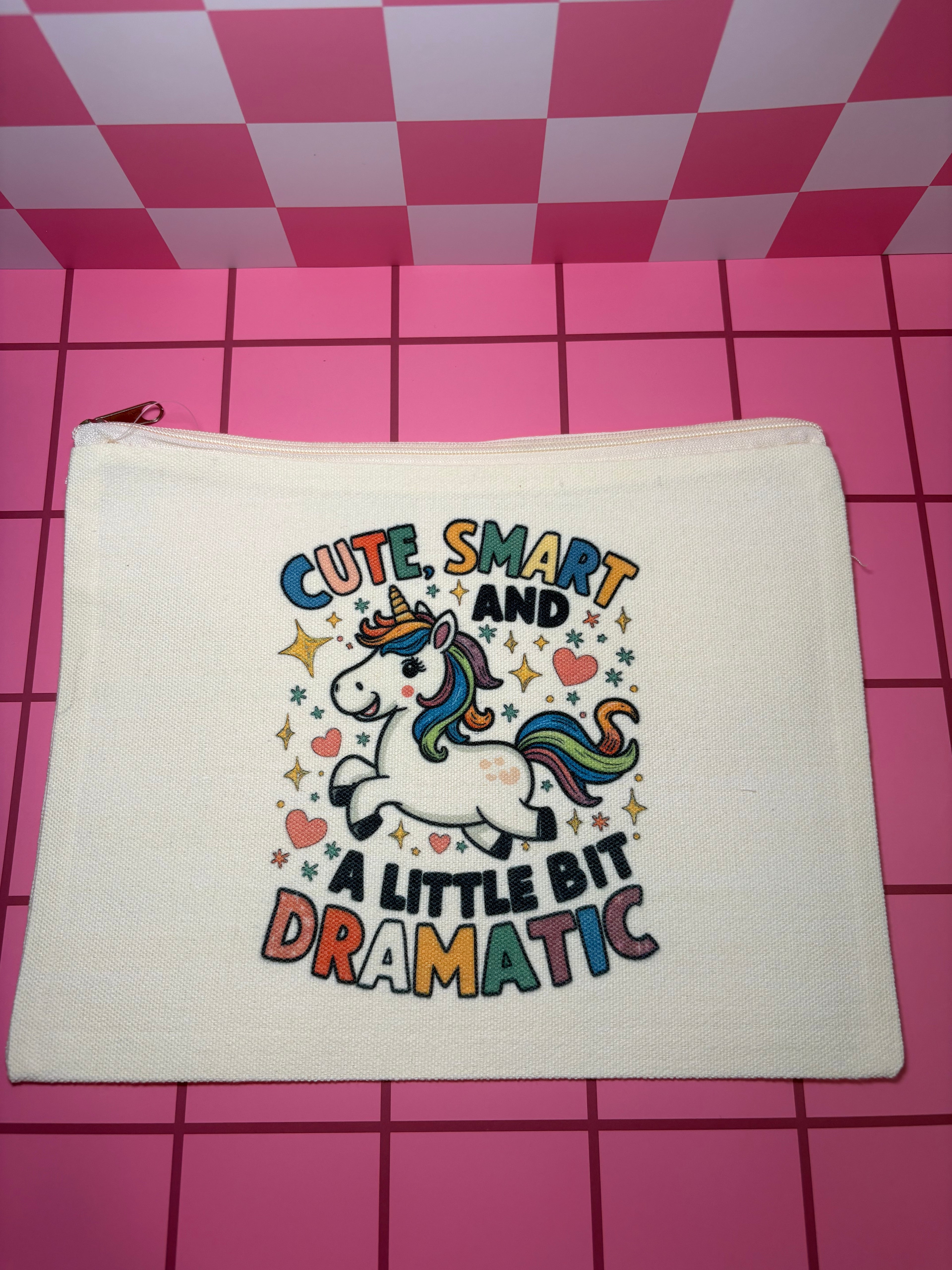 Cute, Smart, and a Little Bit Dramatic Medium Canvas Pouch