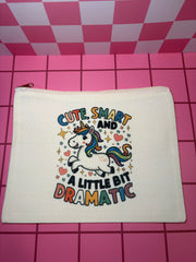 Cute, Smart, and a Little Bit Dramatic - Medium Canvas Pouch