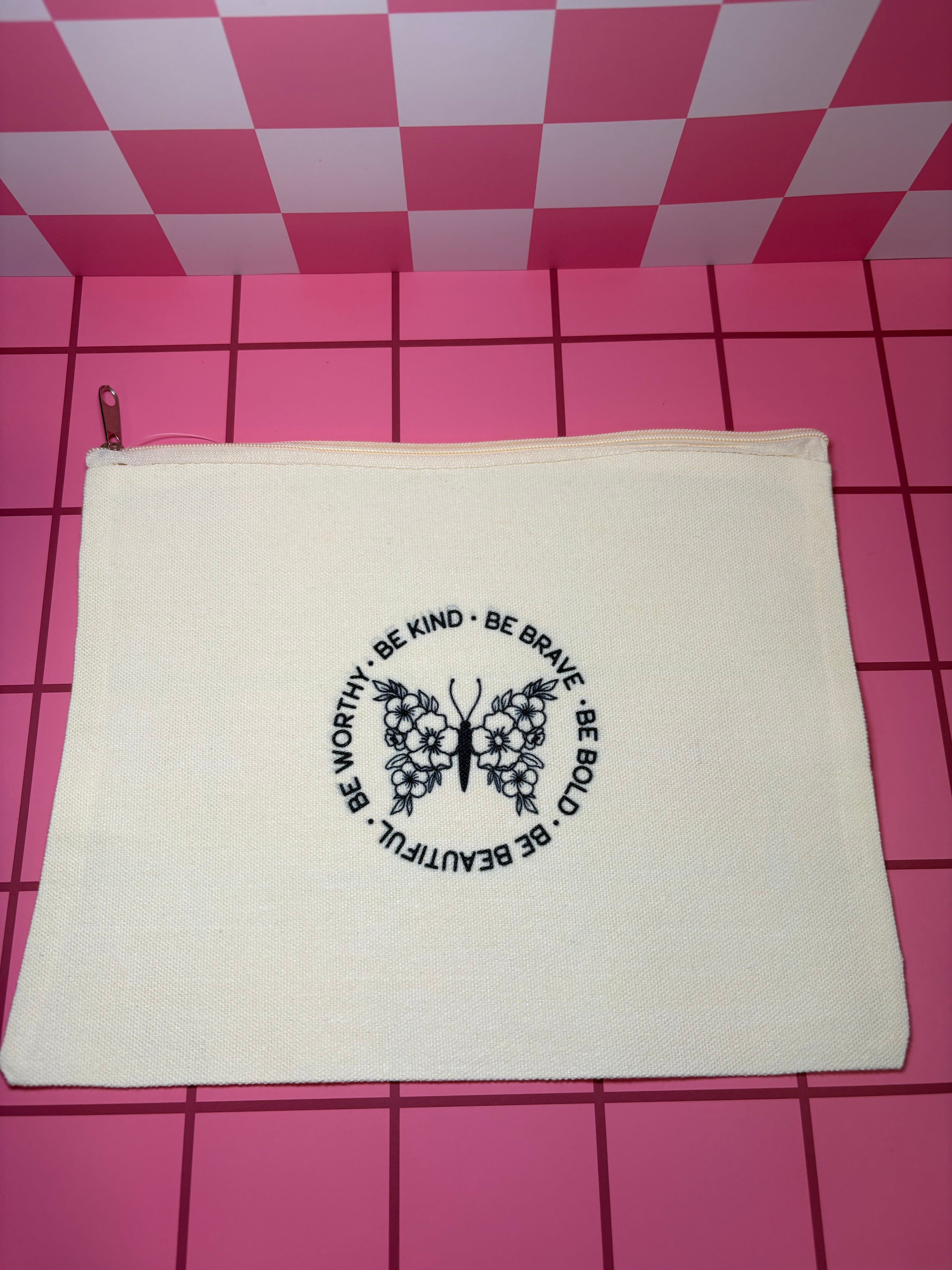 Be Worthy. Be Kind. Be Brave. Be Bold. Be Beautiful. - Medium Canvas Pouch
