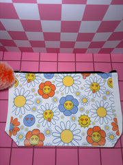 Groovy Smiley - Large Canvas Pouch