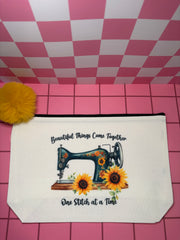 Beautiful Things Come Together One Stitch at a Time - Large Canvas Pouch