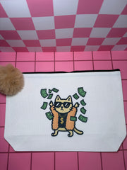 Money Cat - Large Canvas Pouch
