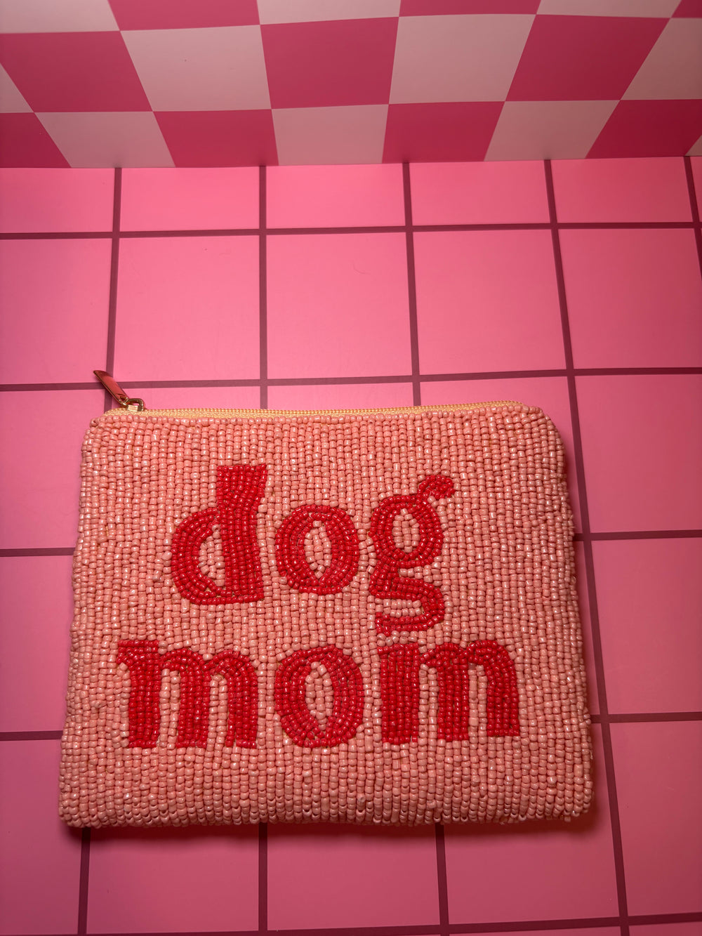 Dog Mom - Medium Beaded Pouch