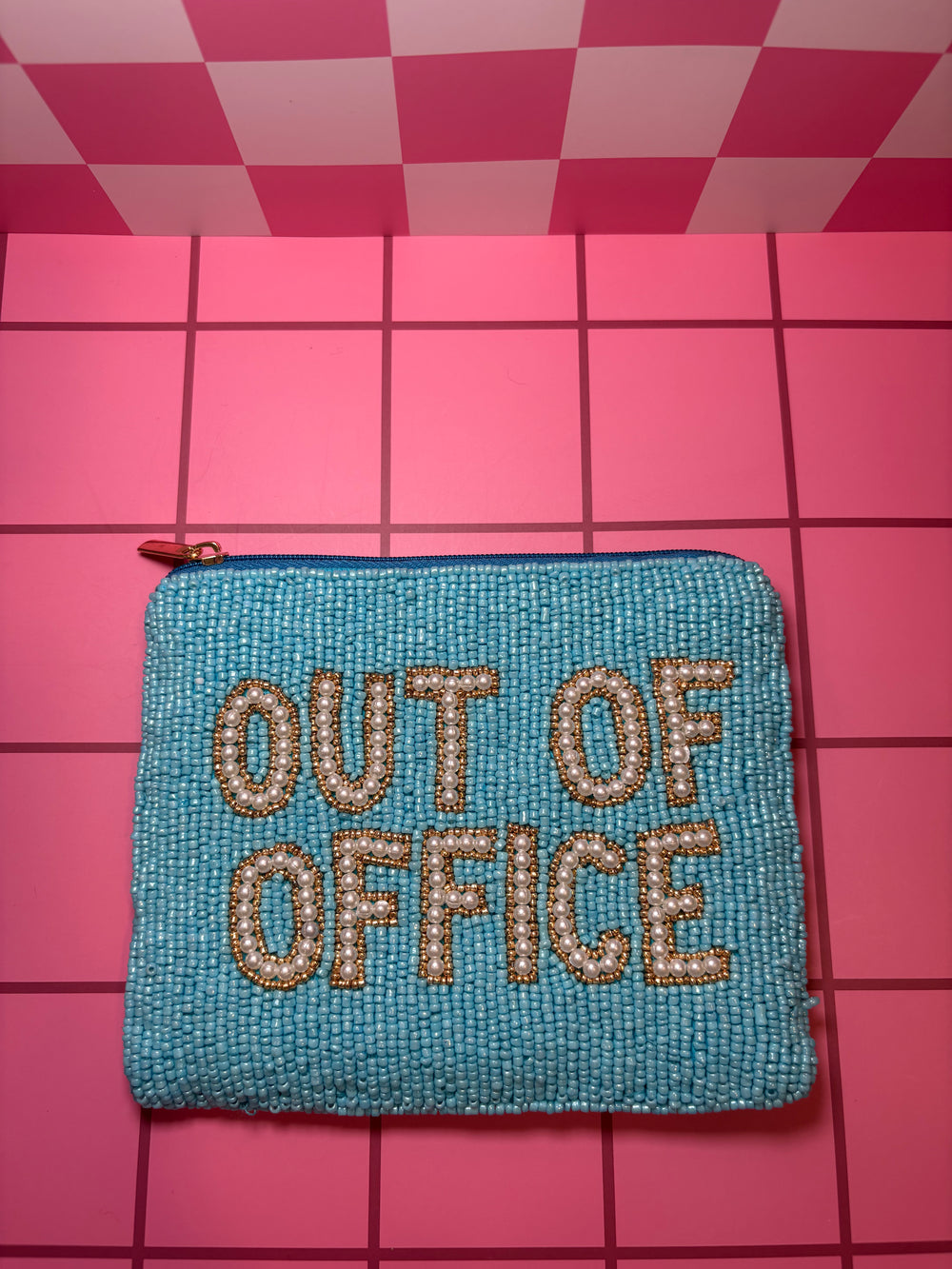 Out of Office (Pearl) - Medium Beaded Pouch
