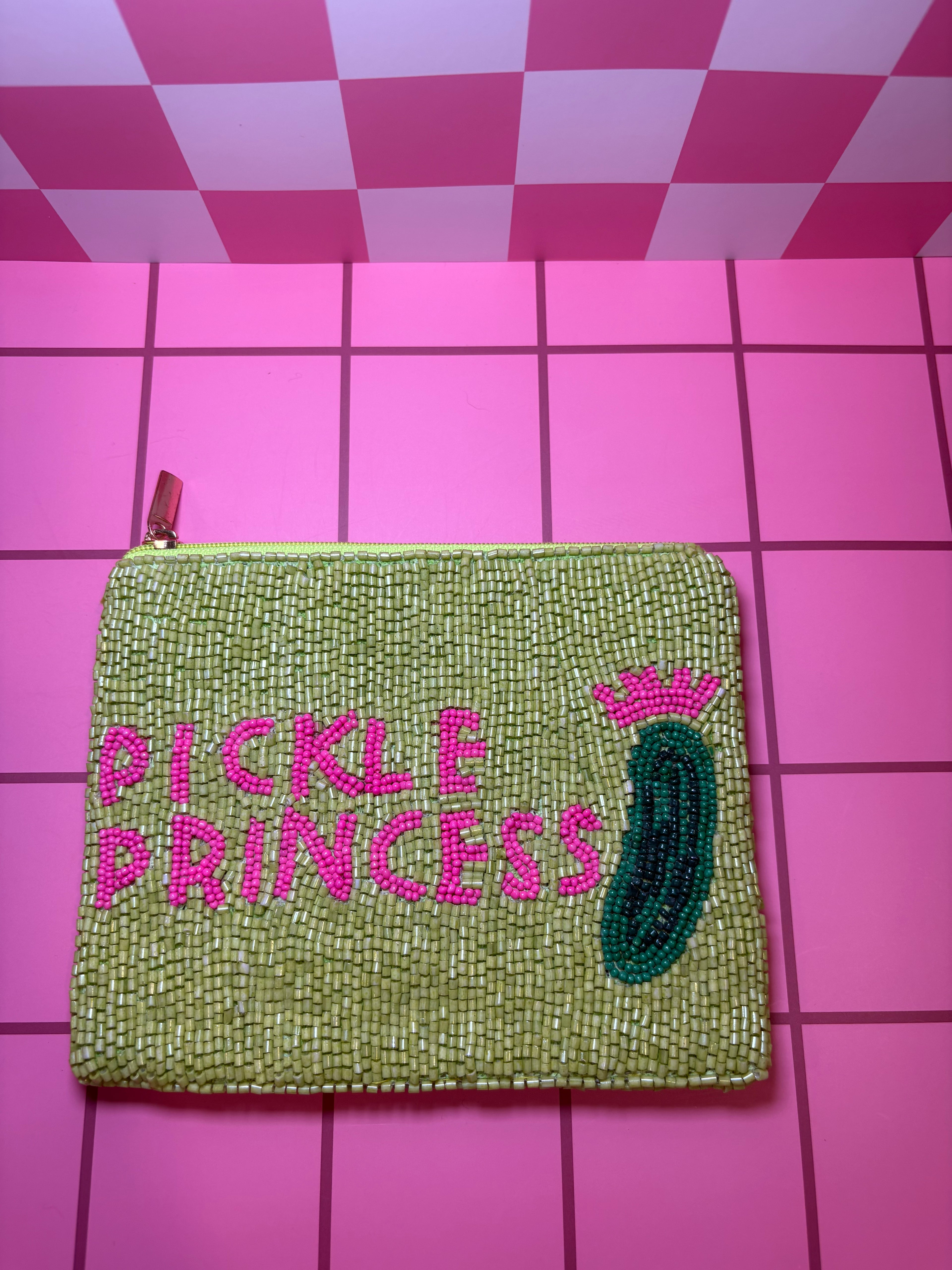 XL Pickle Princess Beaded Pouch in red
