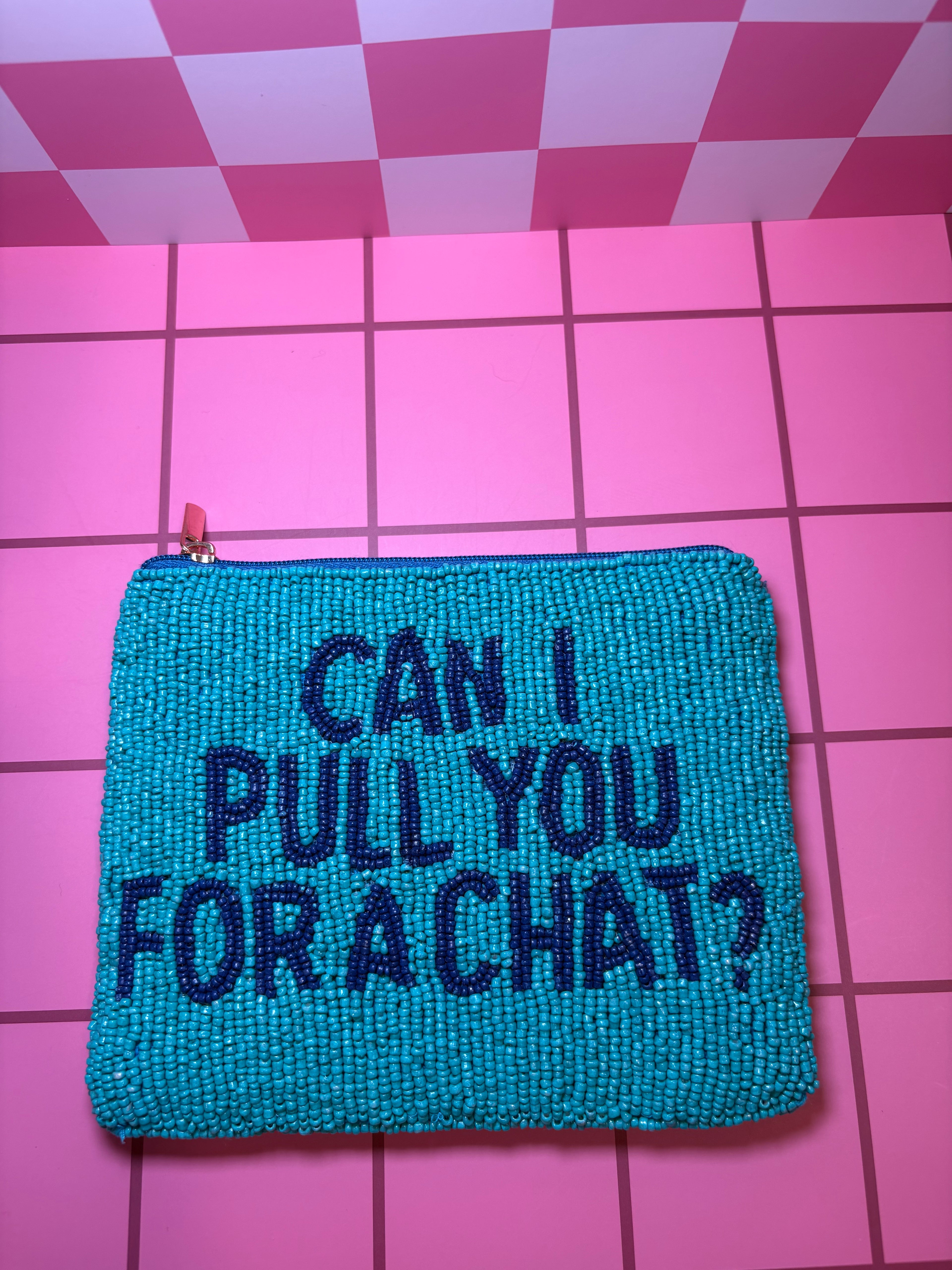 XL Can I Pull You For A Chat? - Beaded Pouch in red