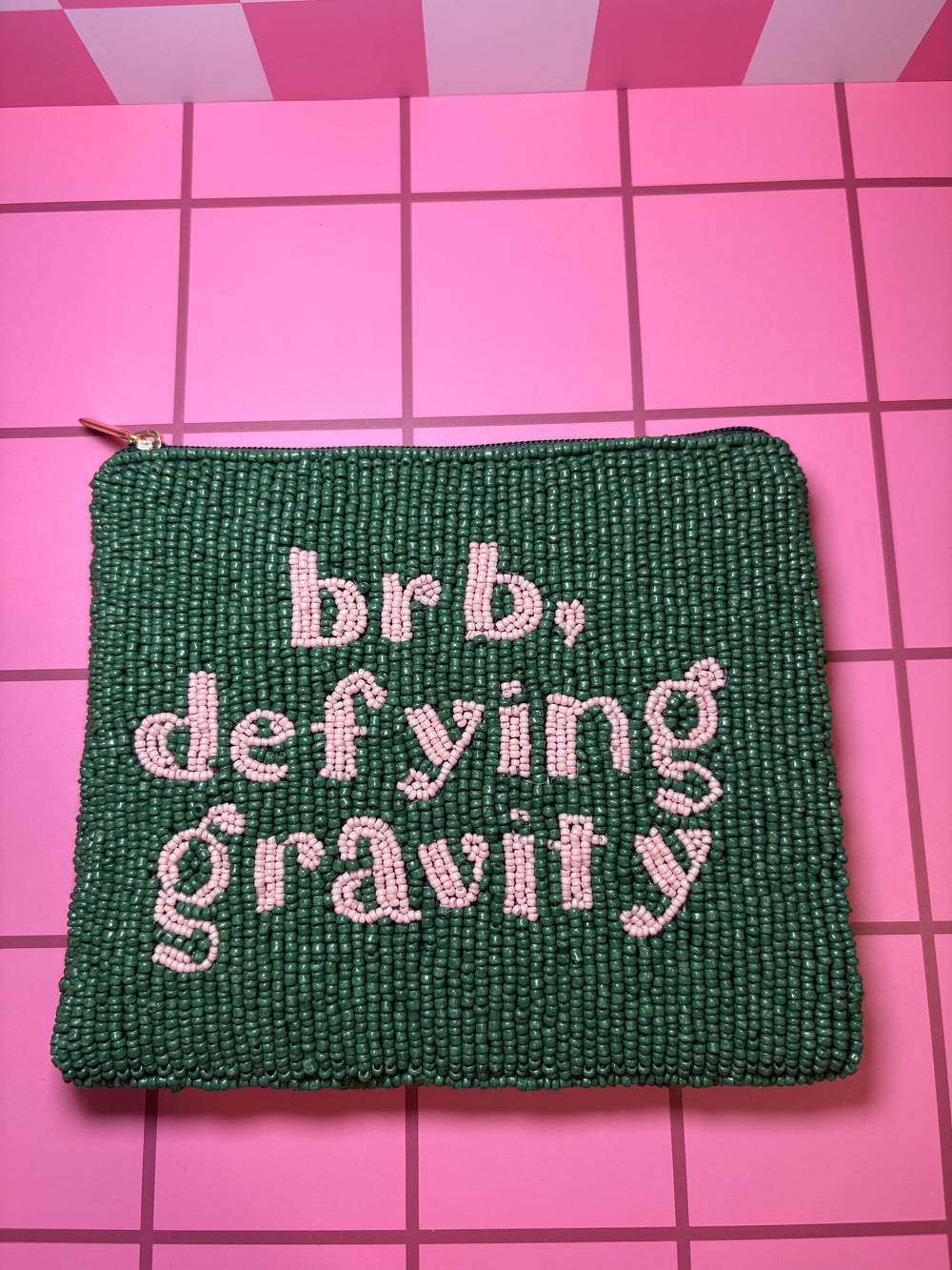 BRB, Defying Gravity - Medium Beaded Pouch
