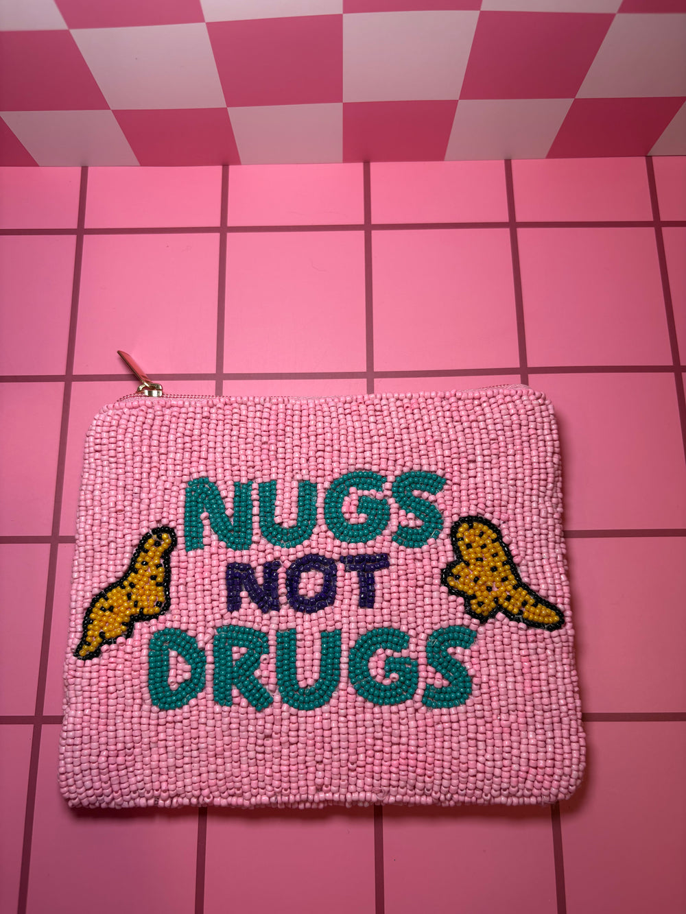 Nugs not Drugs - Medium Beaded Pouch