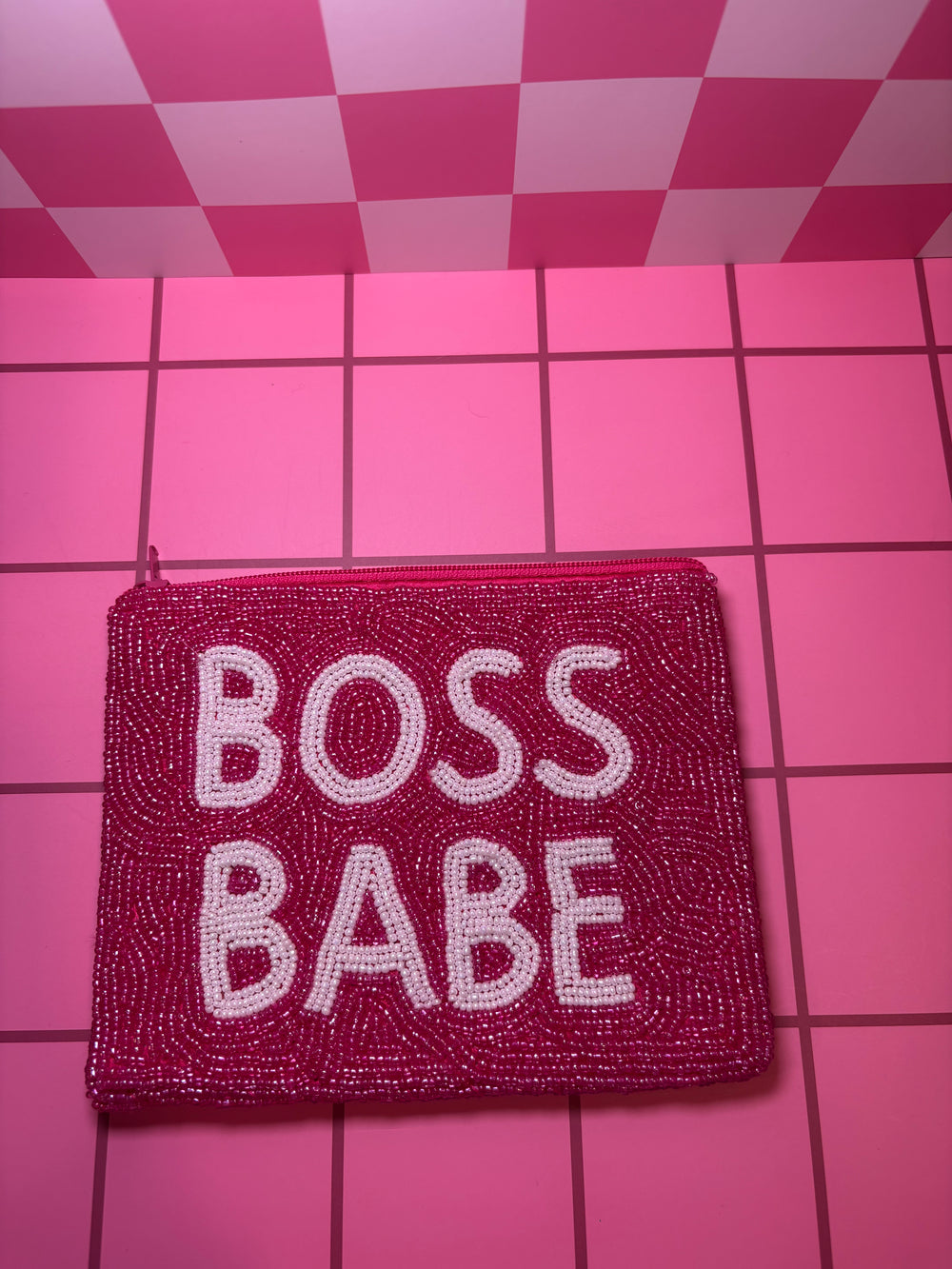 Boss Babe - Medium Beaded Pouch
