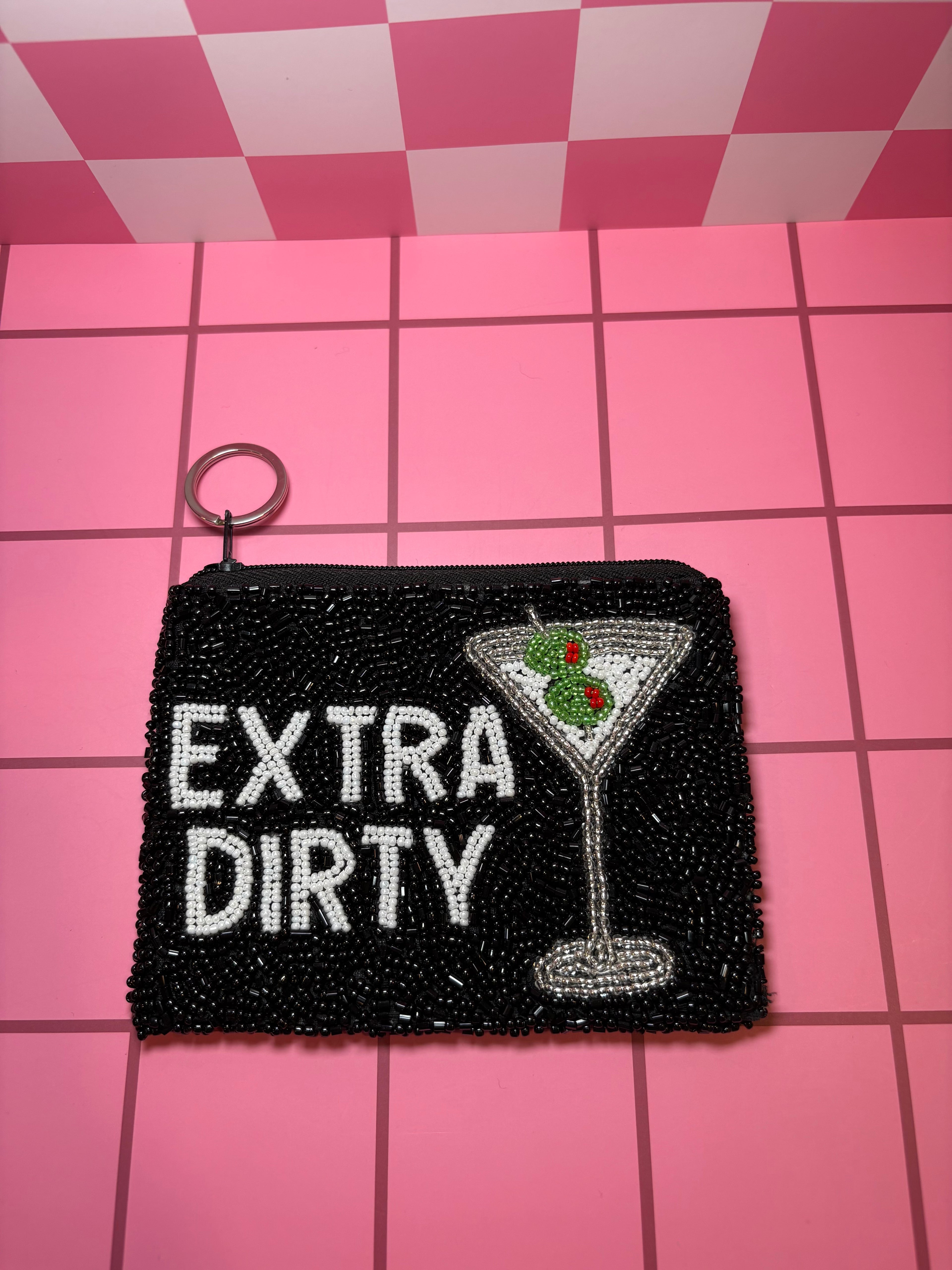 Extra Dirty Beaded Pouch in red