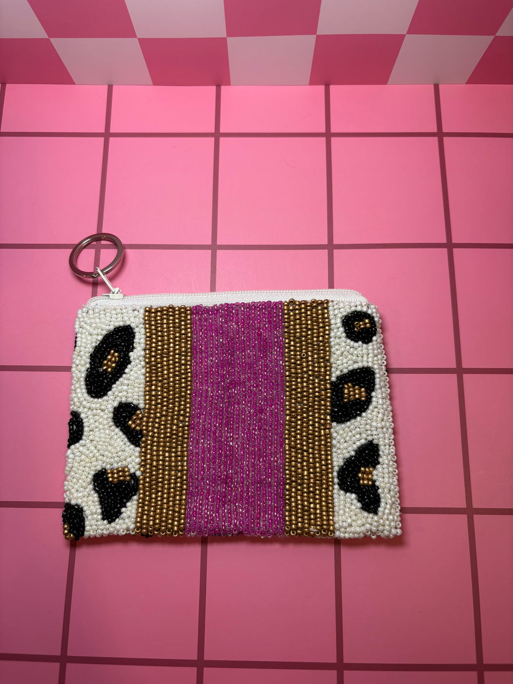 Boho Cheetah - Small Beaded Pouch