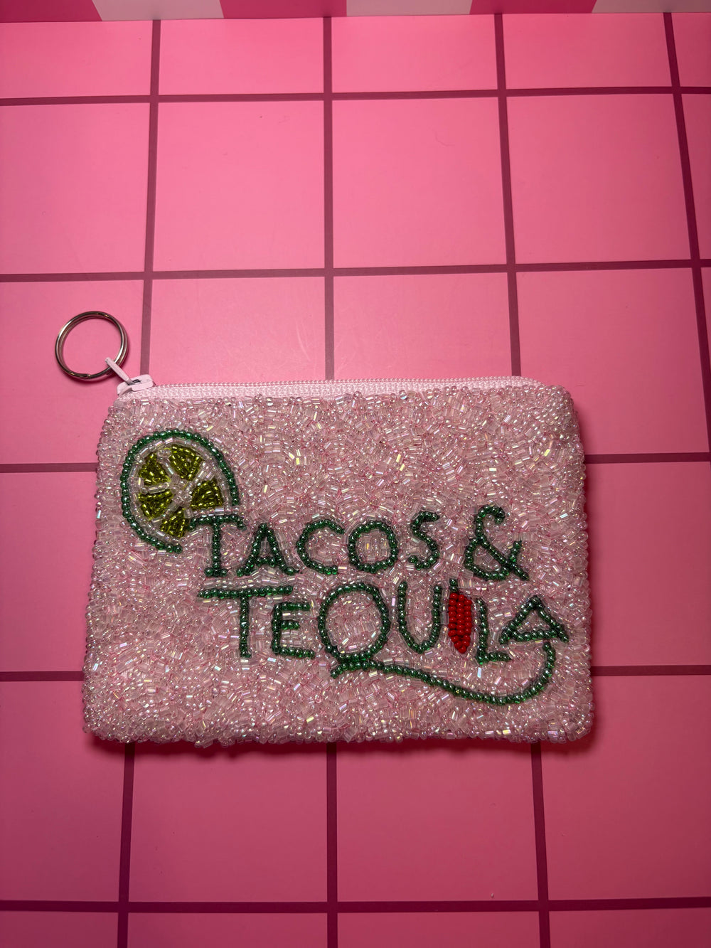 Tacos & Tequila - Small Beaded Pouch