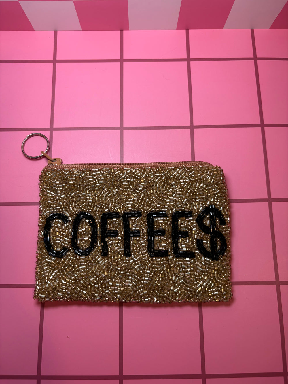 Coffee $ - Small Beaded Pouch